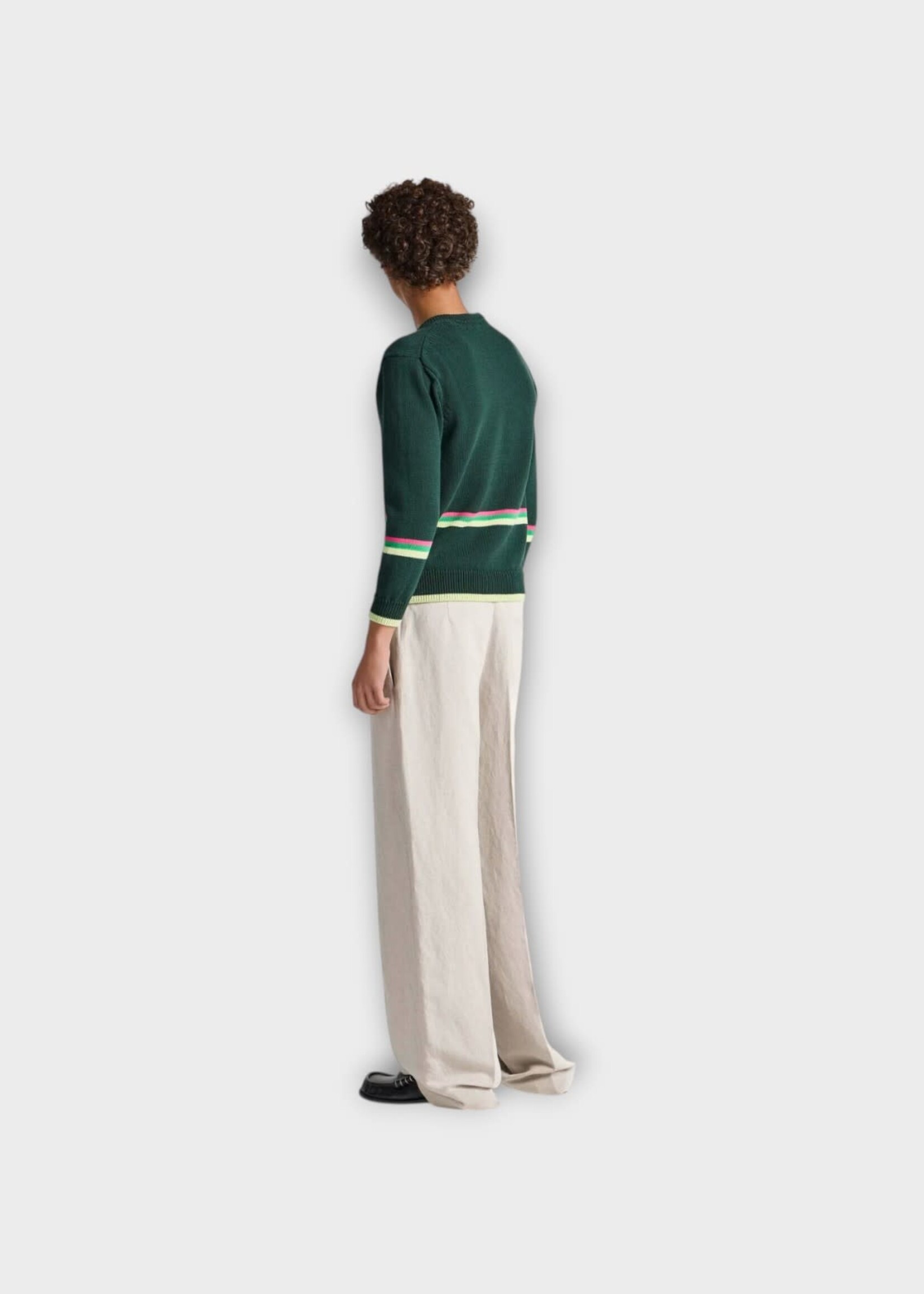 J.W. Anderson J.W.Anderson Knitwear, Green, Cotton Crew Neck Sheep Jumper In Dark Green