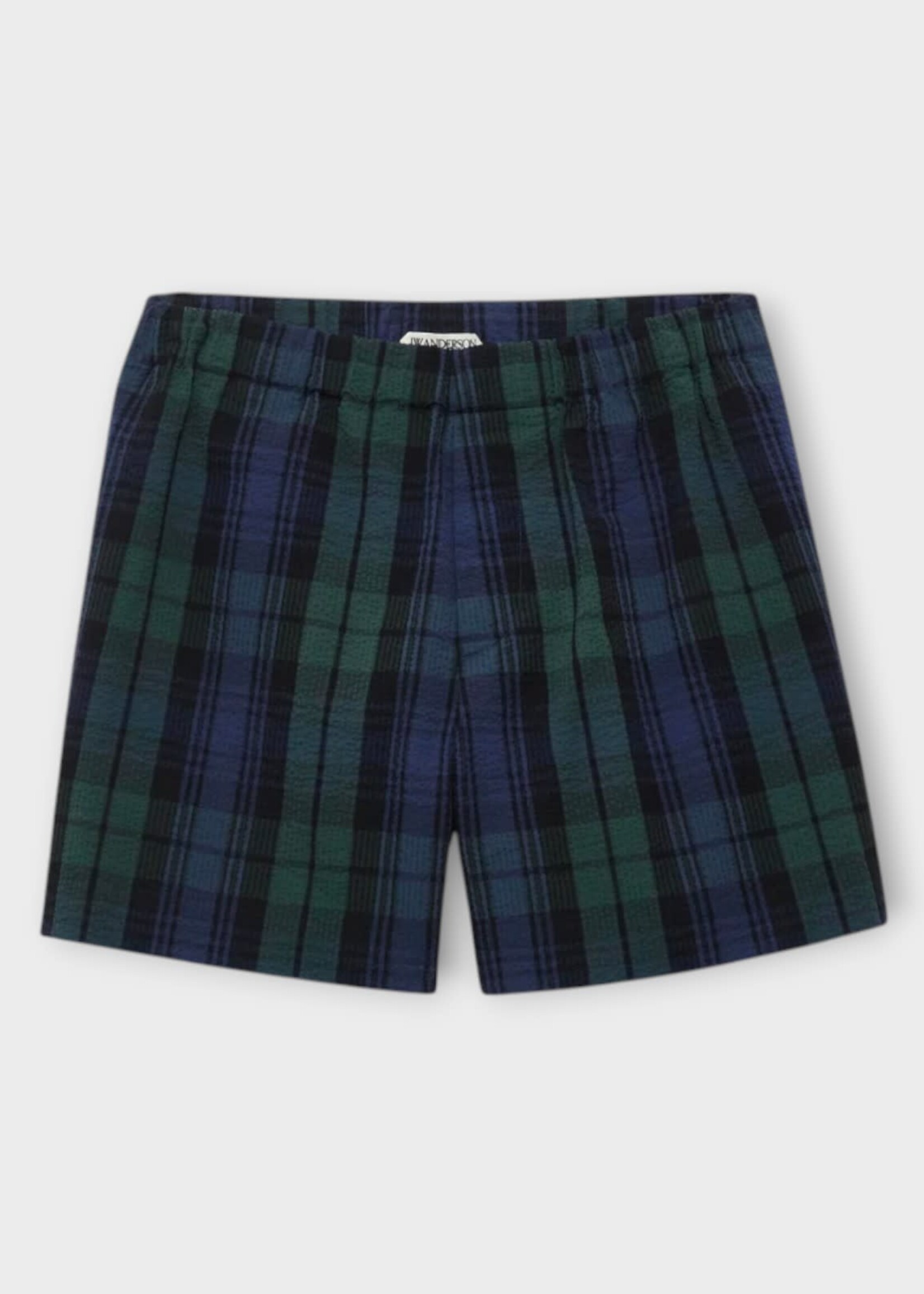 J.W. Anderson J.W.Anderson Shorts, Print, Cotton Drawstring Shorts In Navy & Green w/ Check Print