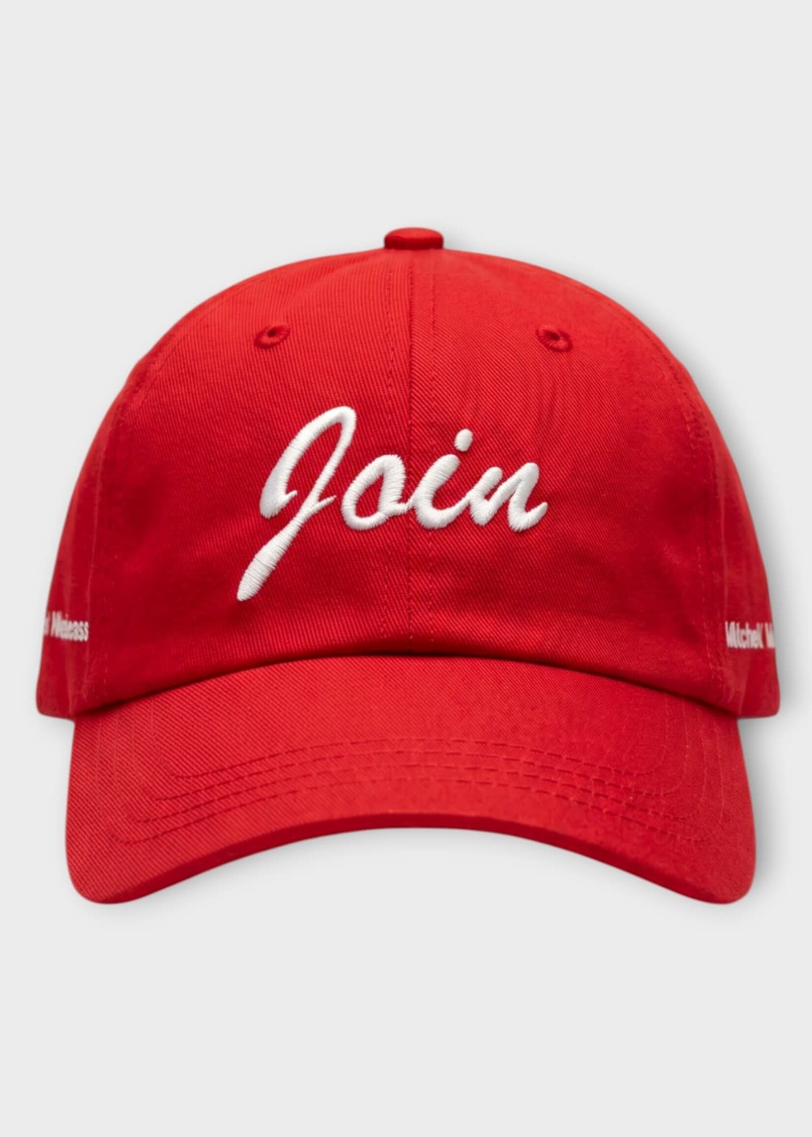 Tasoni Tasoni Hat, Red, Mitchell Anderson x Tasoni Baseball Cap In Red w/ "Join" Embroidery