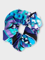 Pucci Pucci Hair Accessory, Print, Zipped Scrunchie In Turquoise Blue w/ Vivara Print