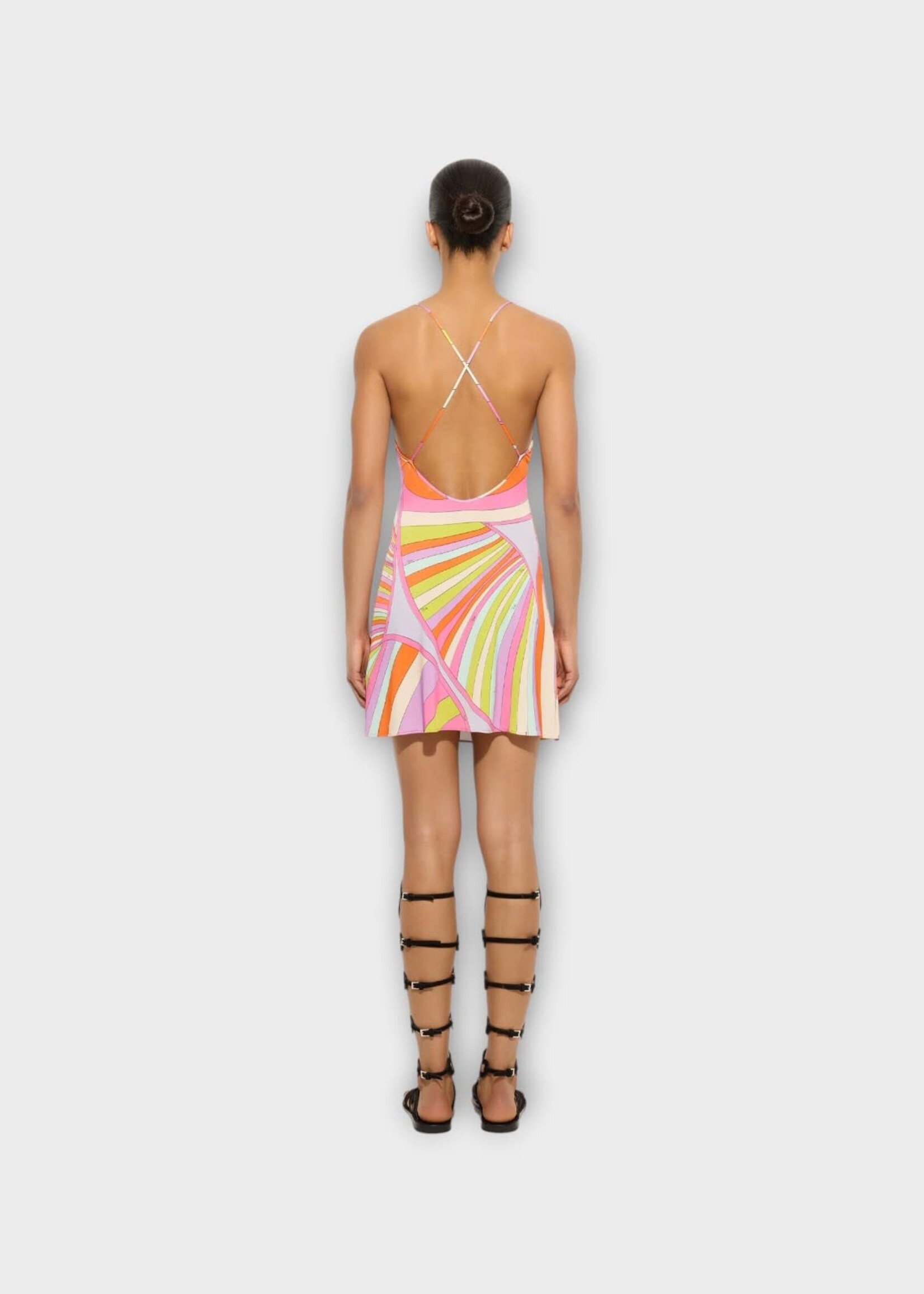 Pucci Pucci Dress, Print, Deep Neck Mini Dress In Multicolor w/ Iride Print