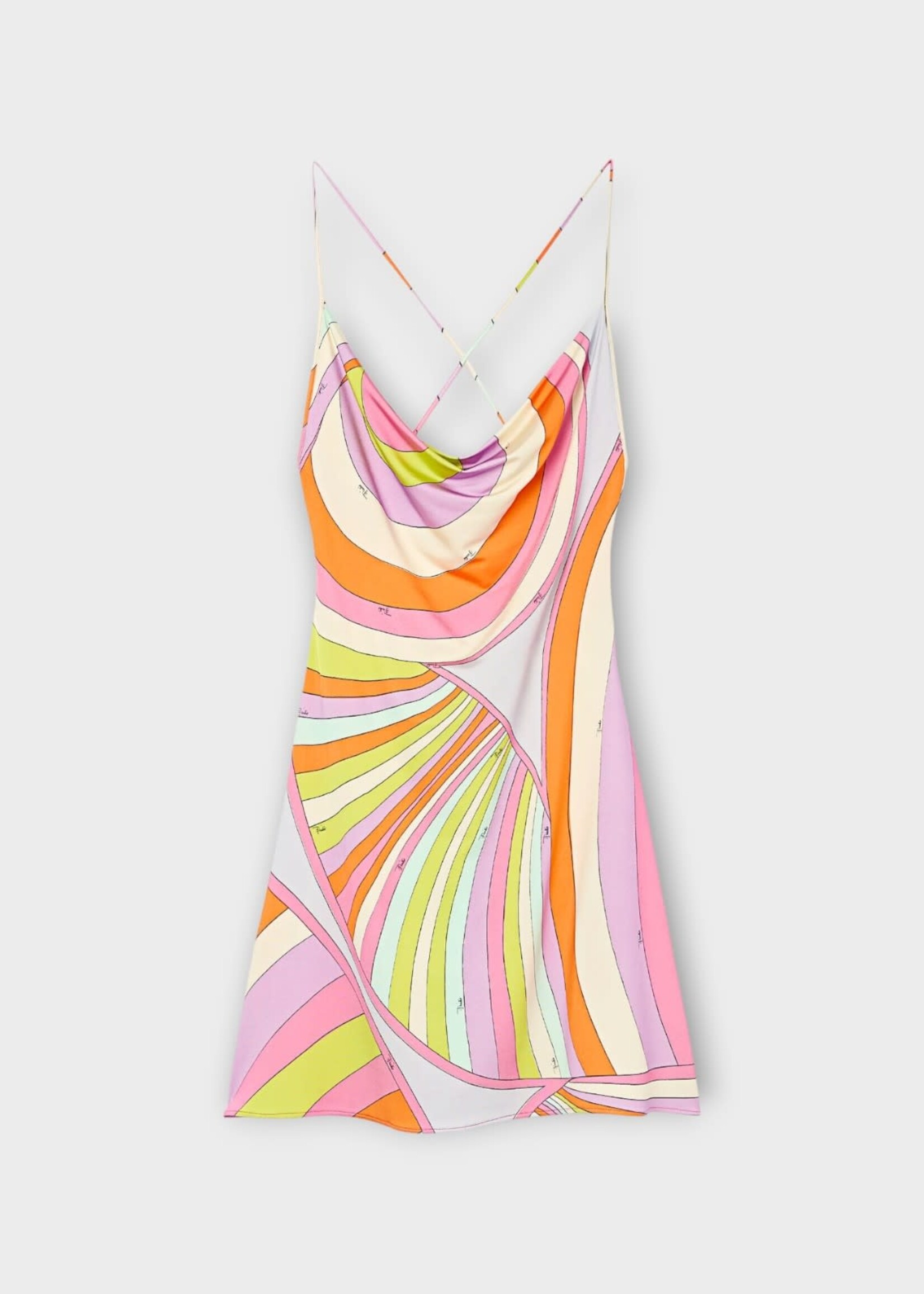 Pucci Pucci Dress, Print, Deep Neck Mini Dress In Multicolor w/ Iride Print
