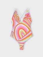 Pucci Pucci Swimwear, Print, V-Neck One Piece Swimsuit In Multicolor w/ Iride Print