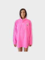 Conner Ives Conner Ives Top, Pink, Cotton Rugby Long Sleeve Top In Neon Pink