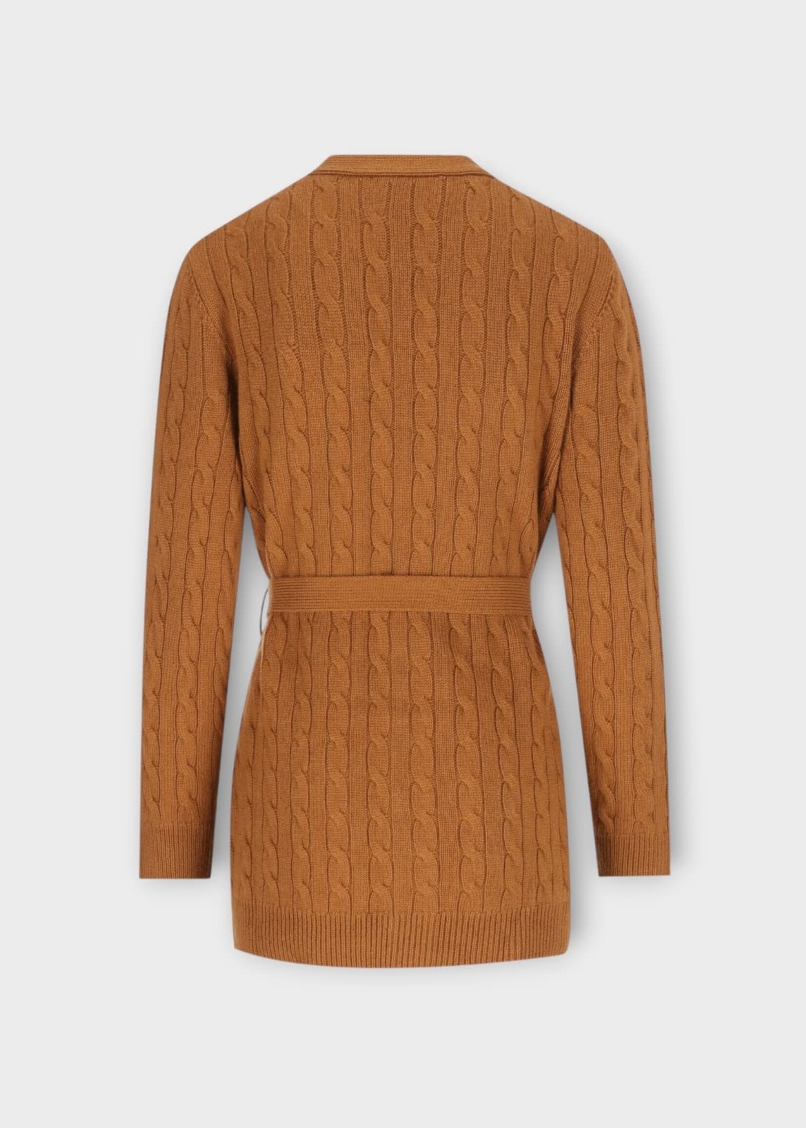 Valentino Valentino Knitwear, Brown, Cashmere Solid Belted Cardigan In Bright Cuir