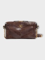 Valentino Valentino Bag, Ebony Brown/Oak Brown, Panthea Small Shoulder Bag  In Ebony Brown & Oak Brown