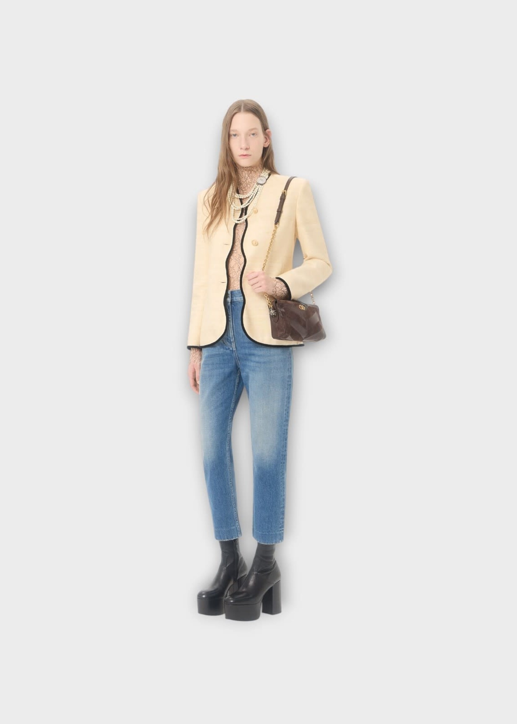 Valentino Valentino Bag, Ebony Brown/Oak Brown, Panthea Small Shoulder Bag  In Ebony Brown & Oak Brown