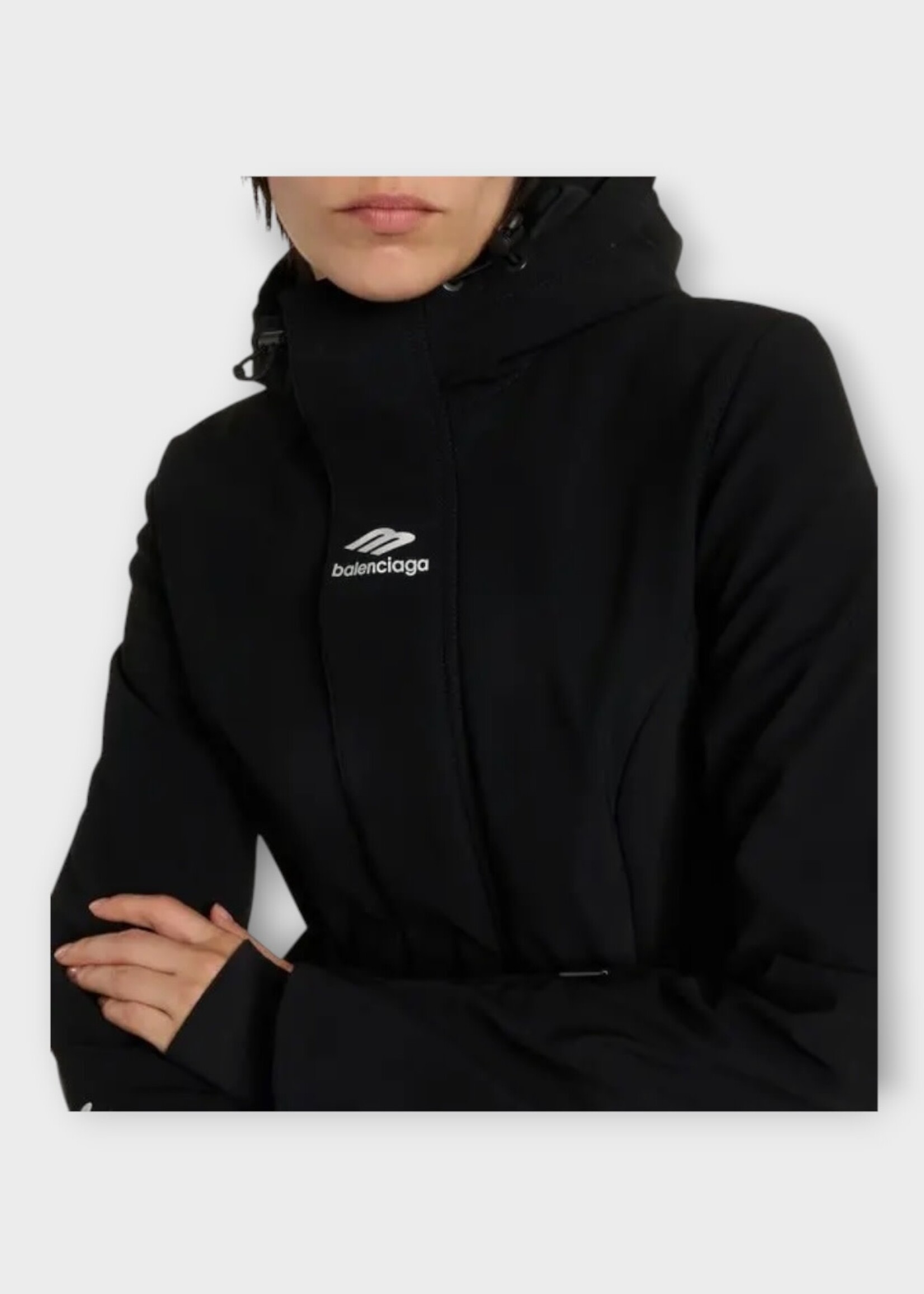 Balenciaga Balenciaga Jacket, Black, High Neck Hooded 3B Sports Icon Hourglass Ski Jacket Parka