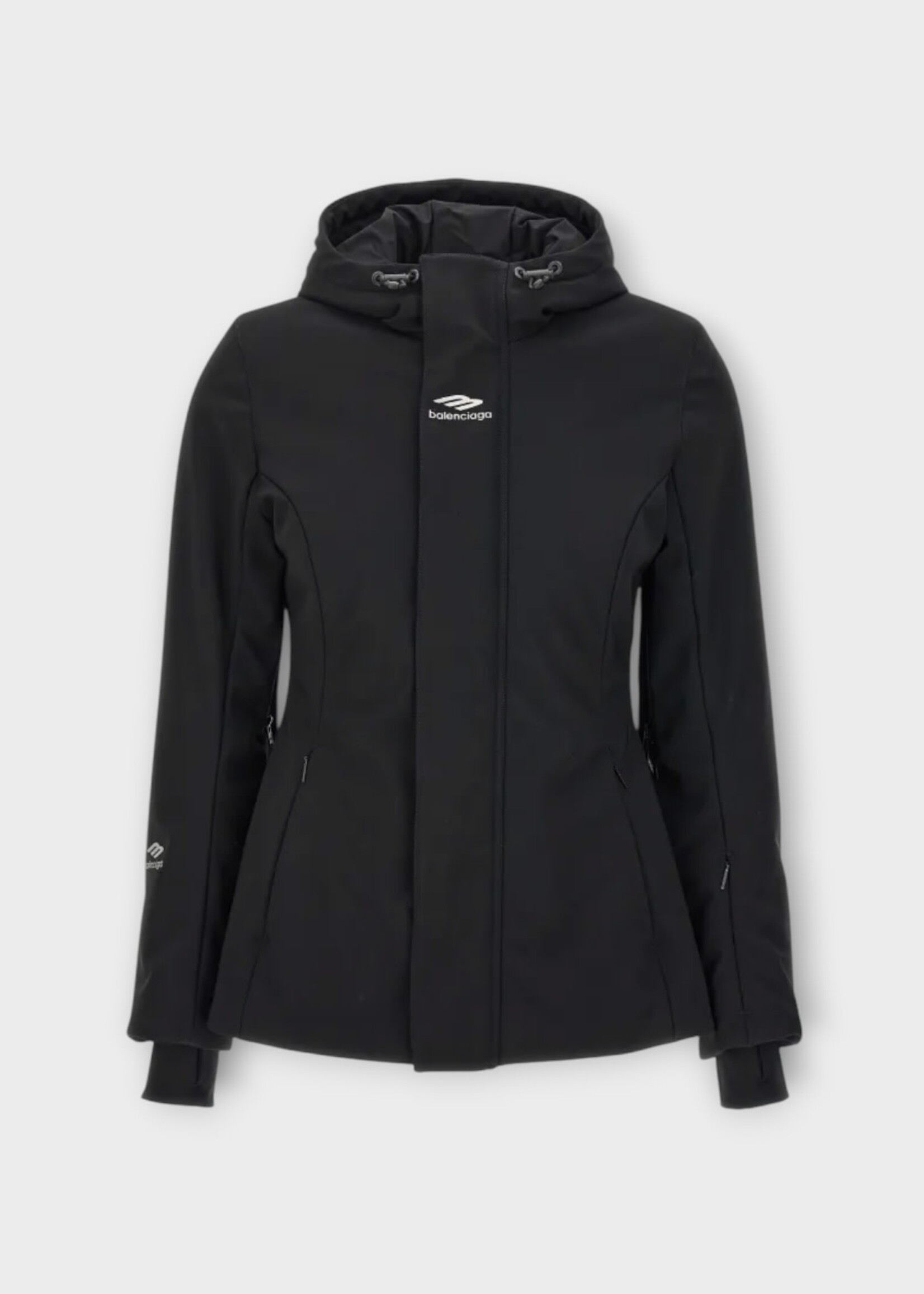 Balenciaga Balenciaga Jacket, Black, High Neck Hooded 3B Sports Icon Hourglass Ski Jacket Parka