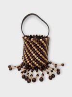 Rabanne Rabanne Bag, Multi, Wood & Leather Bucket Bag In Brown & Gold