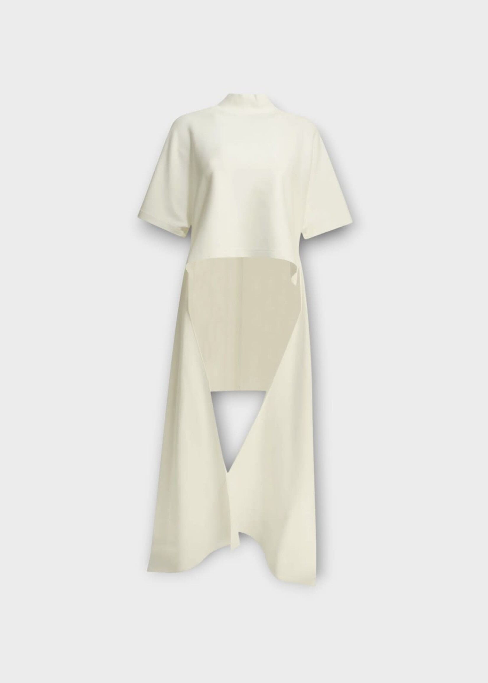 Alaia Alaia T-Shirt, White, Cotton Jersey High Neck Asymmetric T-shirt