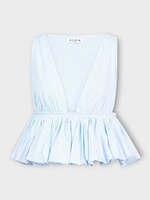 Alaia Alaia Top, Multi, Cotton Striped Peplum Crop Top In Blue & White