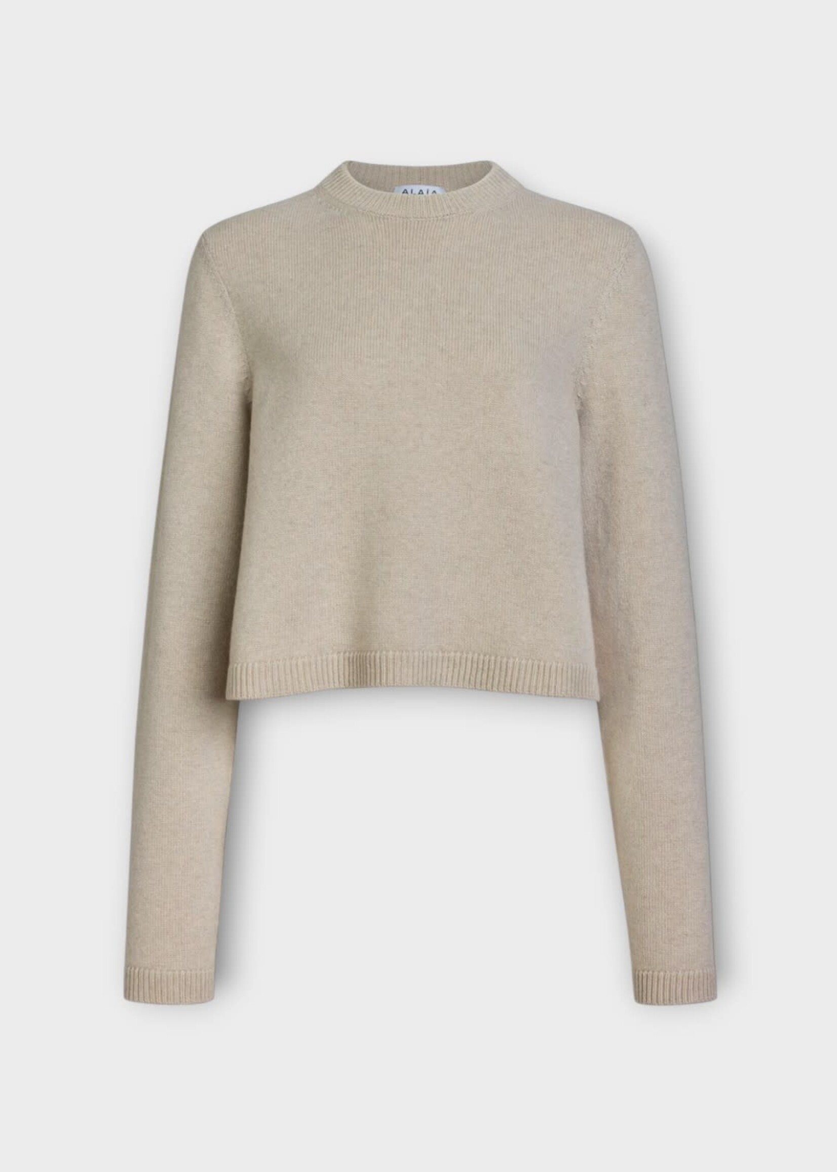 Alaia Alaia Knitwear, Beige, Cashmere High Neck Boxy Jumper In Sand