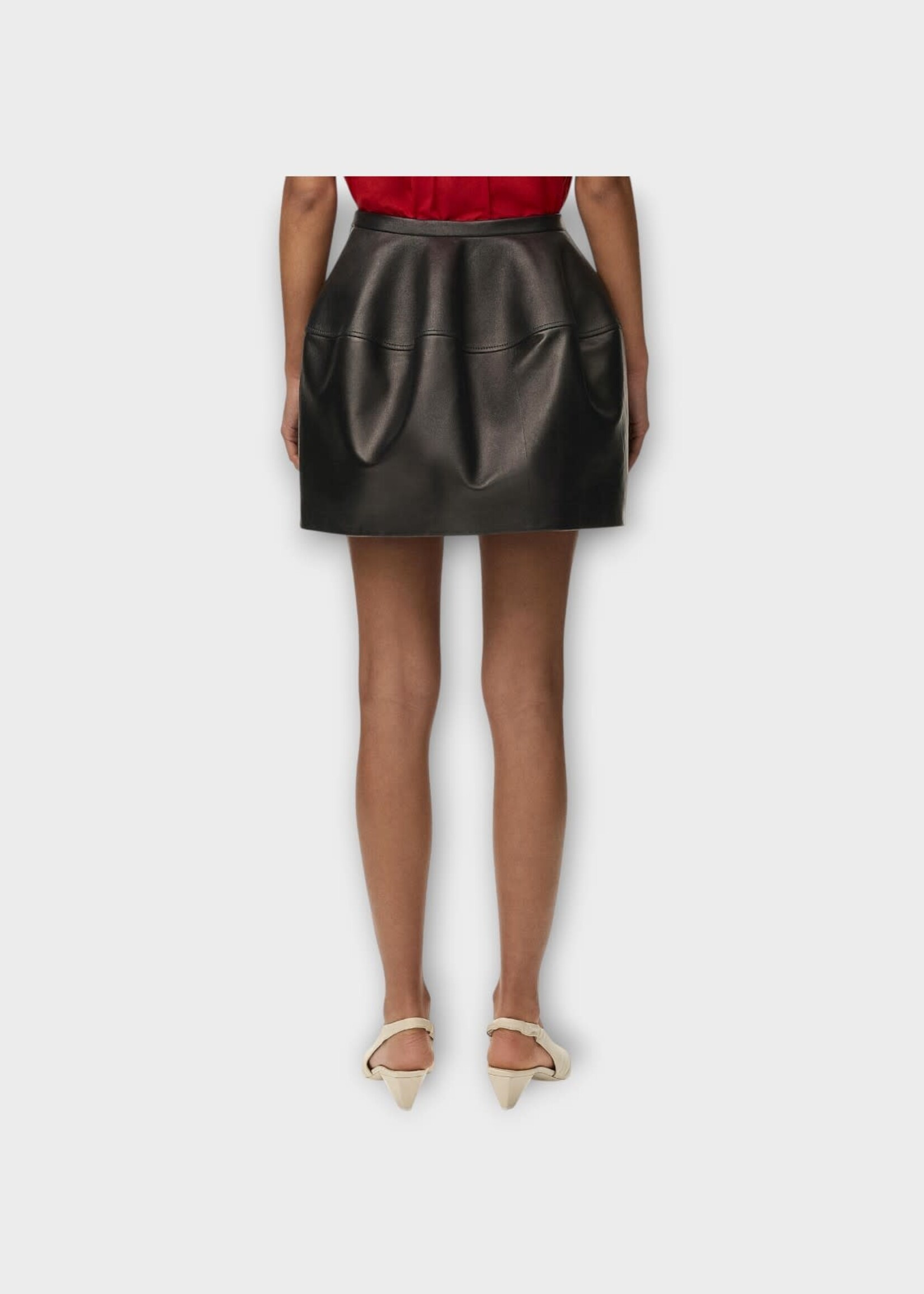 Loewe Loewe Skirt, Black, Leather Balloon Mini Skirt In Black