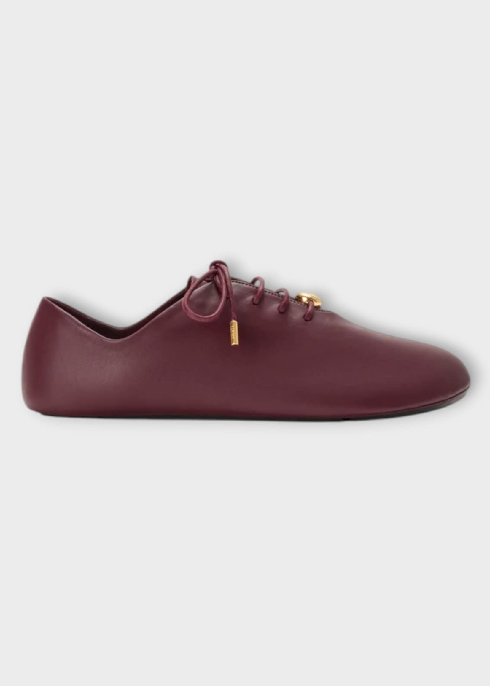 Loewe Loewe Flats, Brown, Pebble Soft Lace-Up In Dark Burgundy