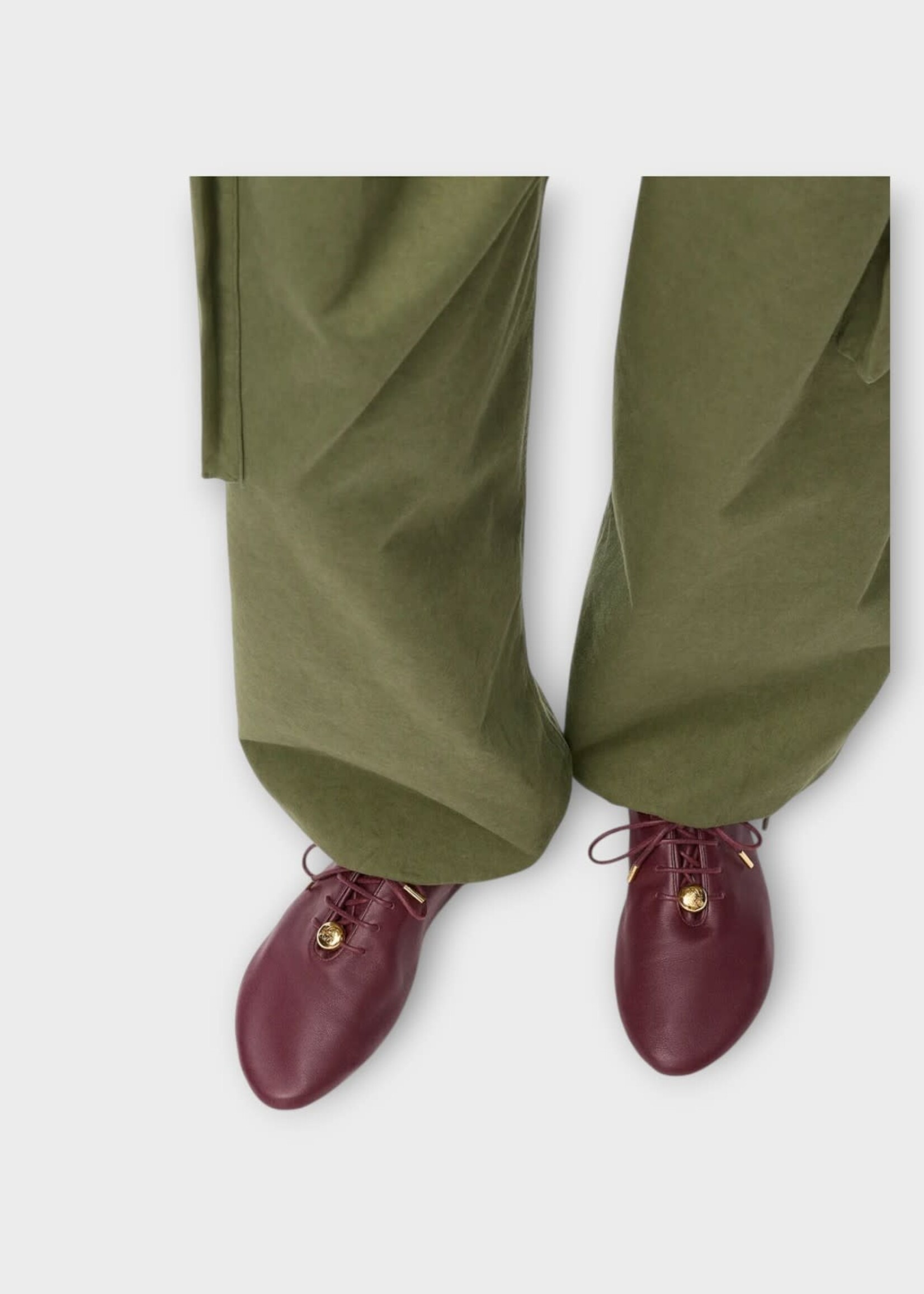 Loewe Loewe Flats, Brown, Pebble Soft Lace-Up In Dark Burgundy