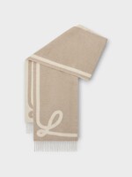 Loewe Loewe Scarf, Multi, Wool & Cashmere 28X180 Scarf In Taupe & Ecru w/ Jacquard Pattern