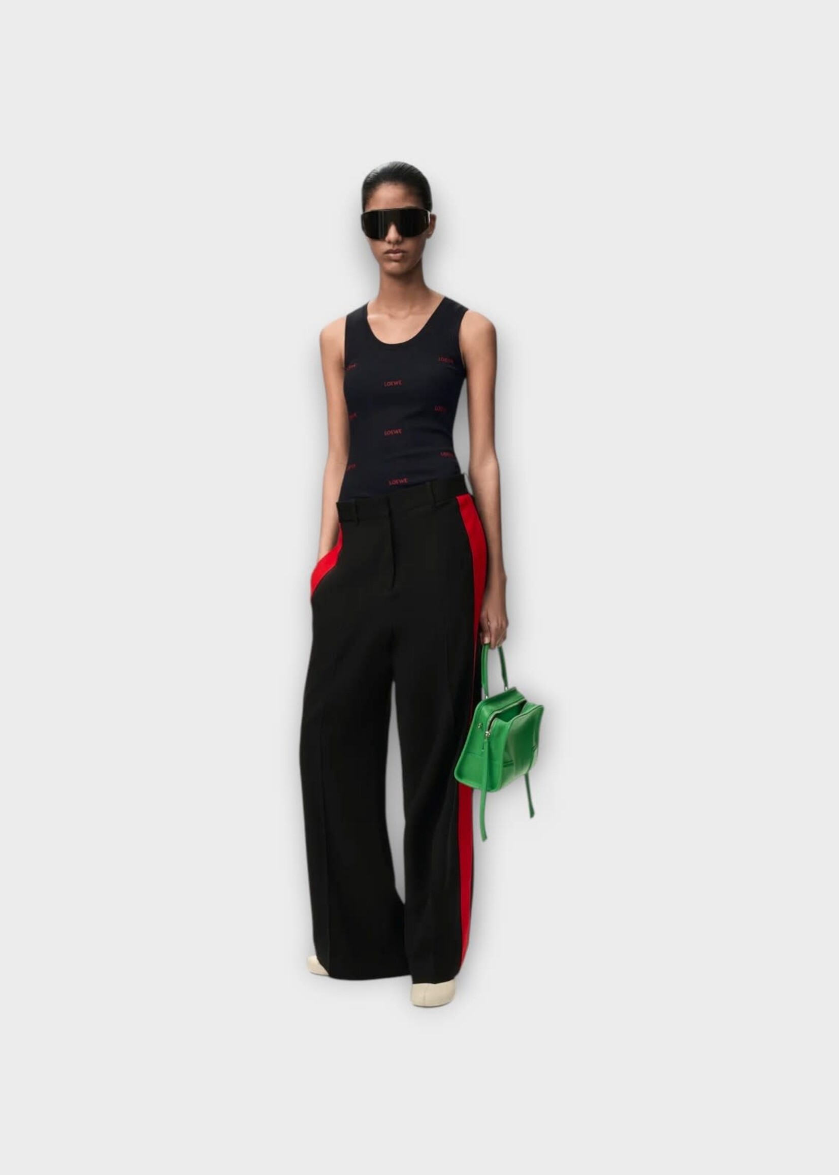 Loewe Loewe Top, Black, Cotton Tank Top In Black w/ All Over Embroidery