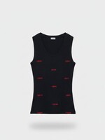 Loewe Loewe Top, Black, Cotton Tank Top In Black w/ All Over Embroidery