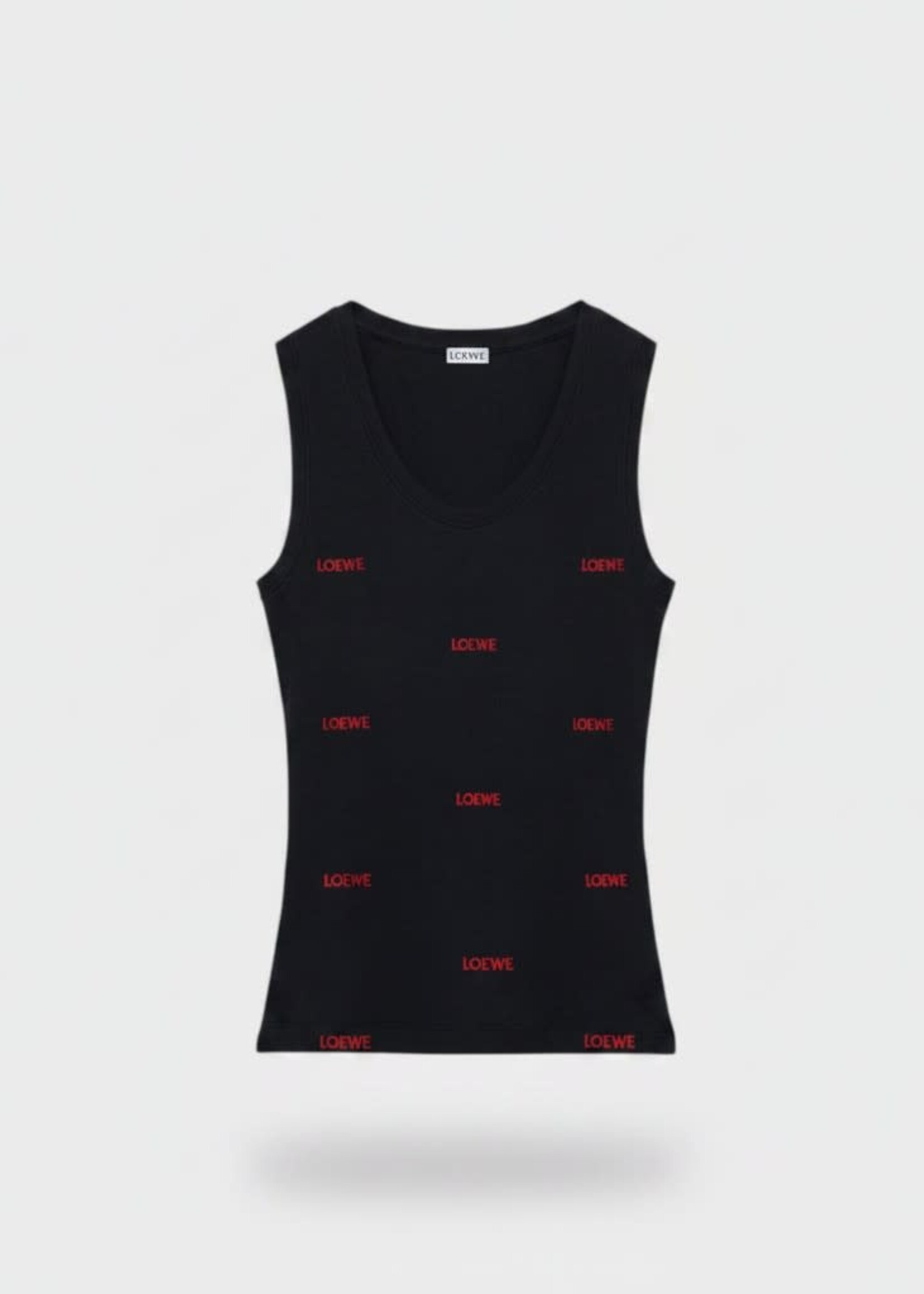 Loewe Loewe Top, Black, Cotton Tank Top In Black w/ All Over Embroidery