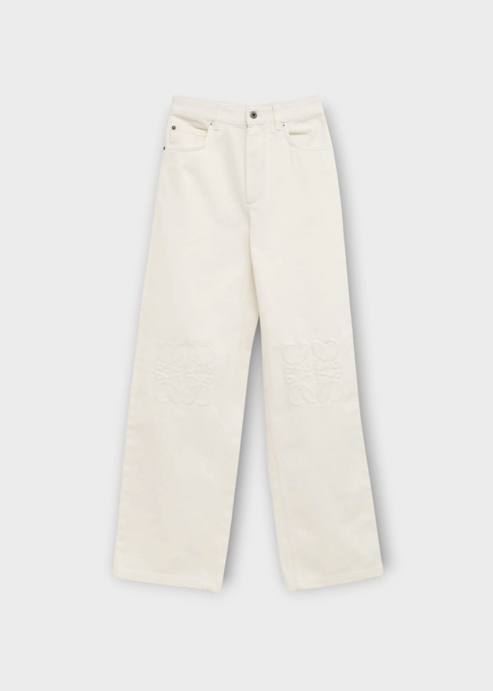 Loewe Loewe Jeans, White, Cotton Anagram Mid Waist Baggy Jeans In White