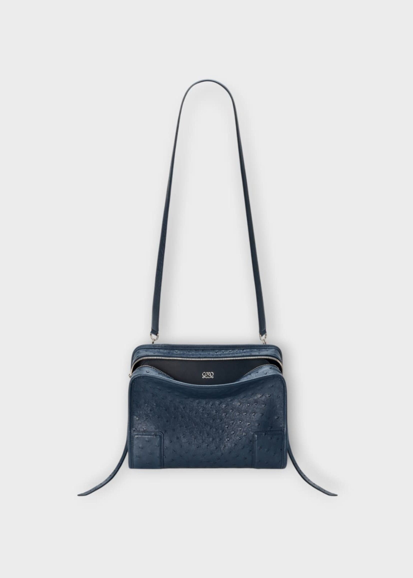 Loewe Loewe Bag, Navy, Amazona 180 Ostrich Medium Bag In Deep Navy