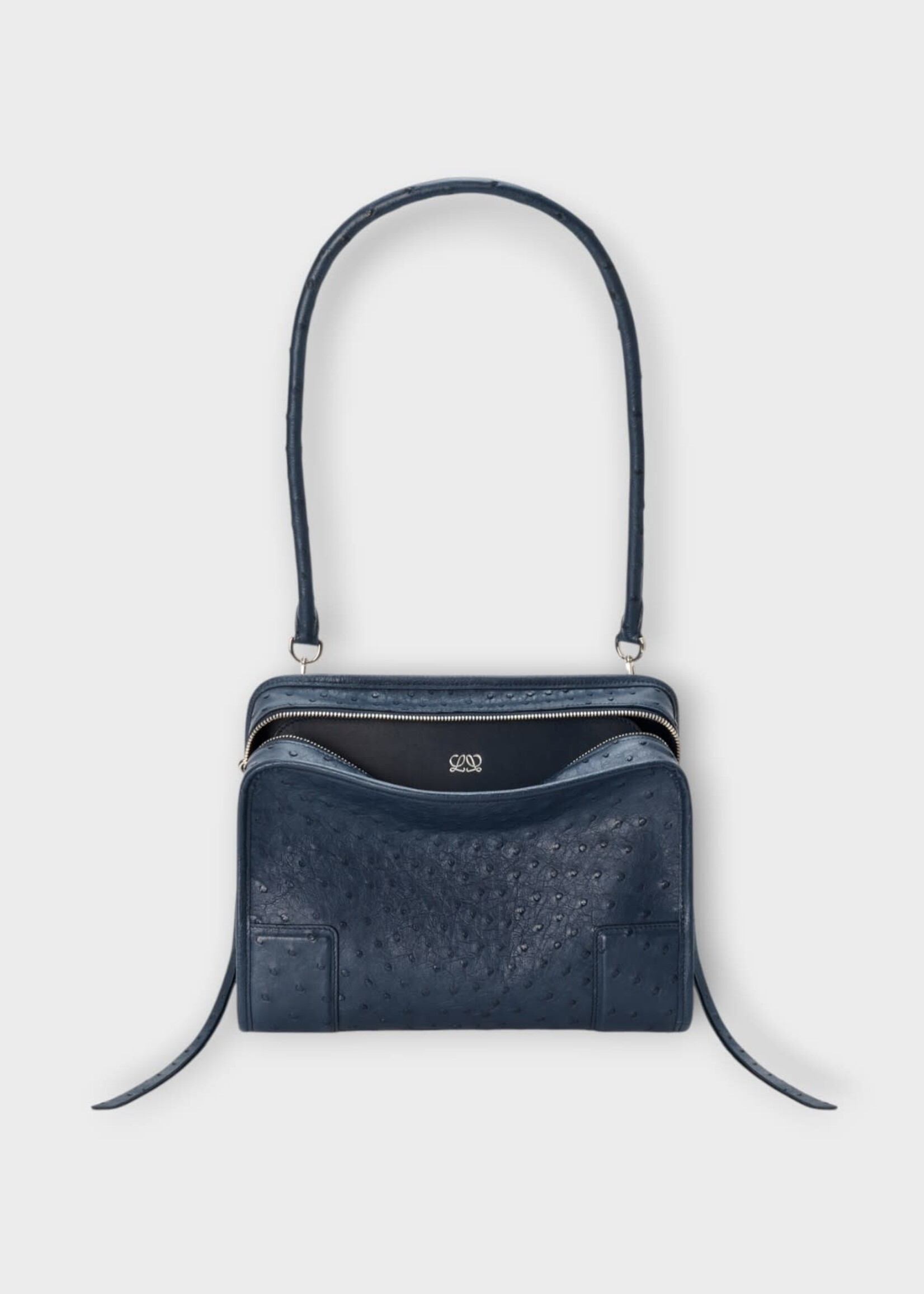 Loewe Loewe Bag, Navy, Amazona 180 Ostrich Medium Bag In Deep Navy
