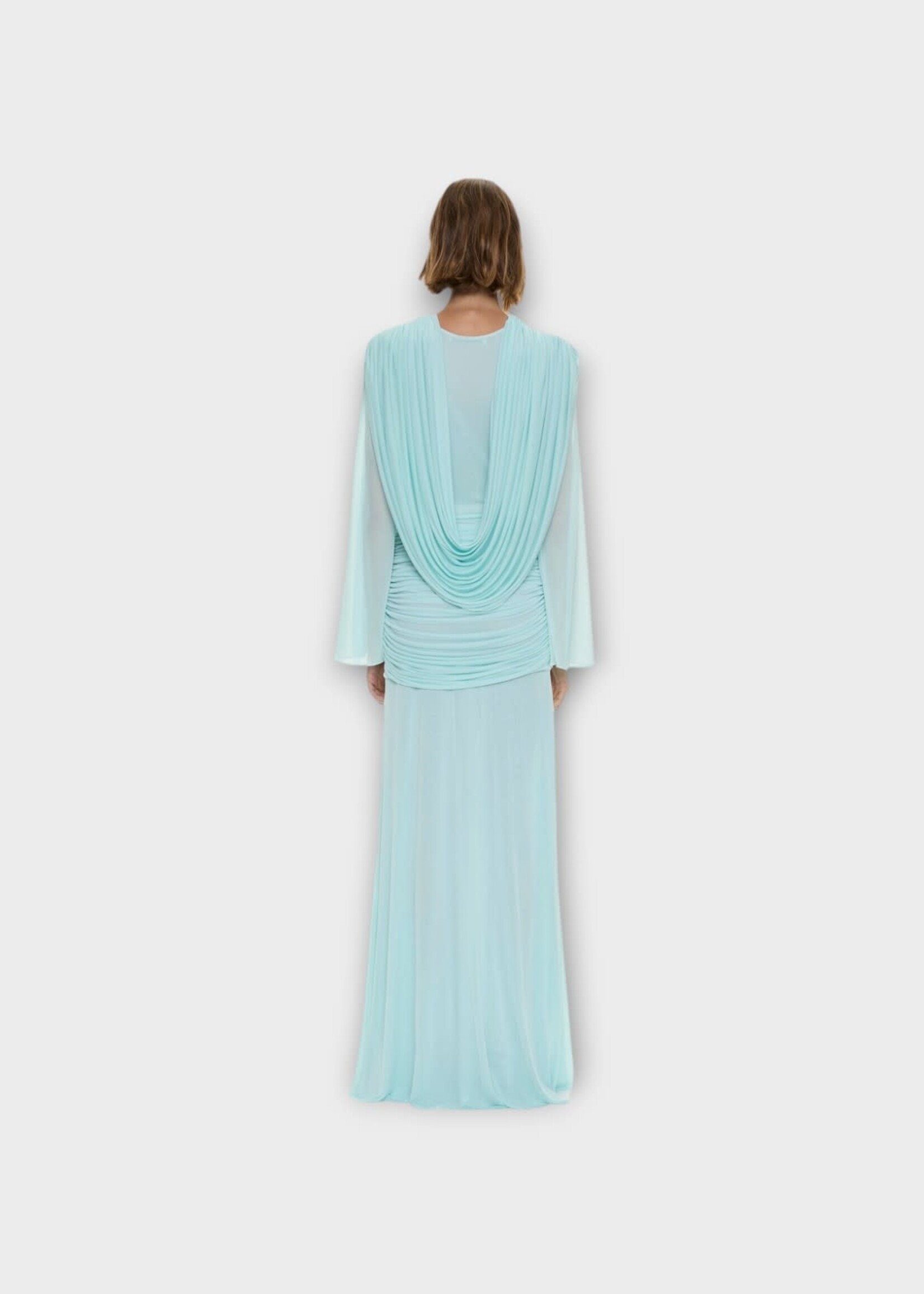 Christopher Esber Christopher Esber Dress, Green, Slinky V-Neck Long Sleeve Gown In Mint
