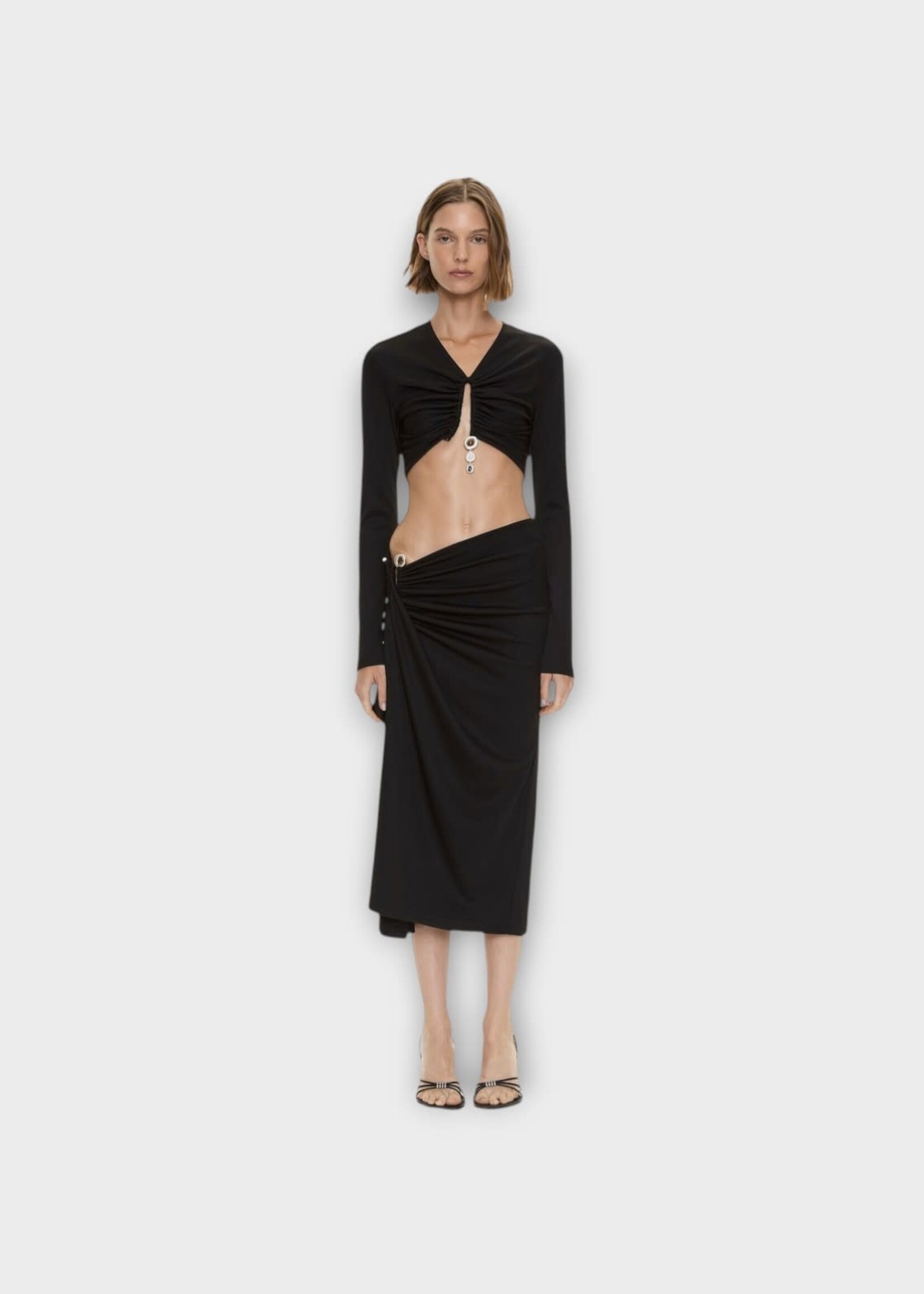 Christopher Esber Christopher Esber Top, Black, Compact Ribbed Droplet Crystal Pendant Top In Black