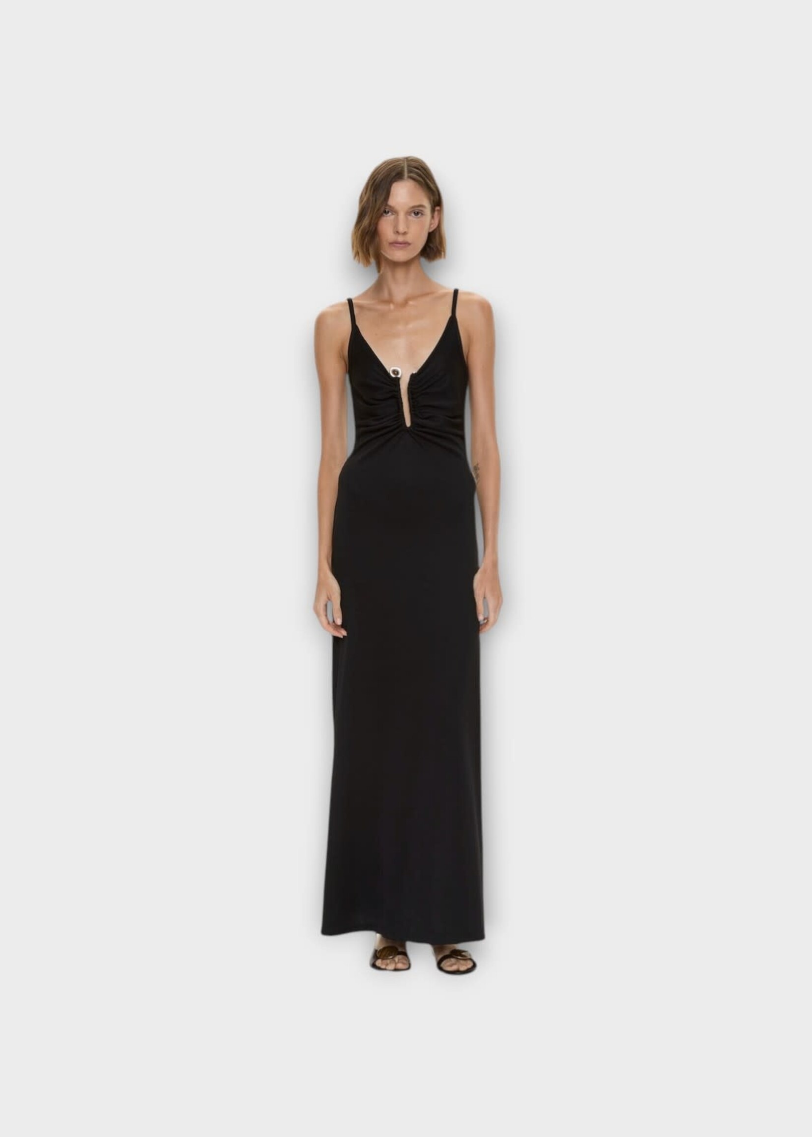 Christopher Esber Christopher Esber Dress, Black, Compact Ribbed Droplet Crystal Clasp Cami Dress In Black