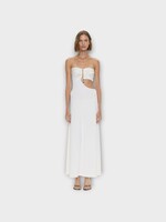 Christopher Esber Christopher Esber Dress, White, Compact Ribbed Droplet Crystal Pendant Strapless Midi Dress In White