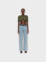 Christopher Esber Christopher Esber Jeans, Blue, Mid Rise Wide Leg Deconstructed Denim Pants In Indigo