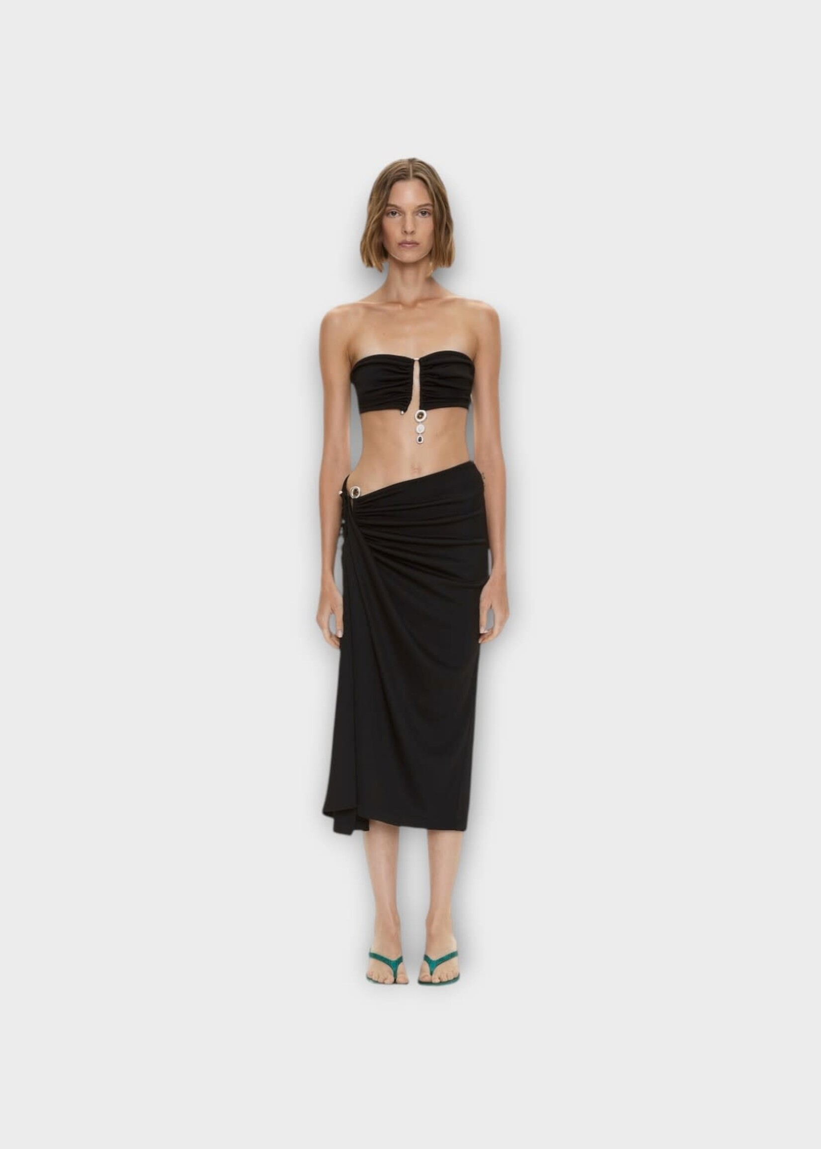 Christopher Esber Christopher Esber Skirt, Black, Compact Ribbed Droplet Crystal Clasp Cascade Skirt In Black