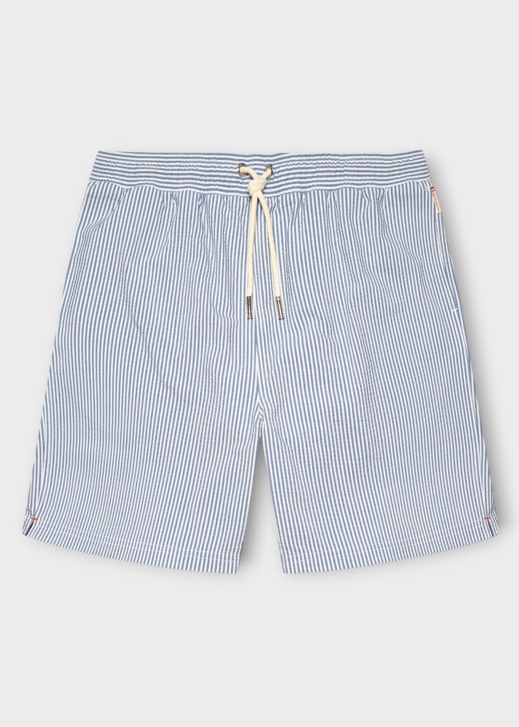 Orlebar Brown Orlebar Brown Swimwear, Print, Mastiff II Seersucker Striped Swim Trunks in Nova Blue