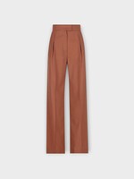 Valentino Valentino Trousers, Brown, Mohair Pleated Suiting Pants In Foundation