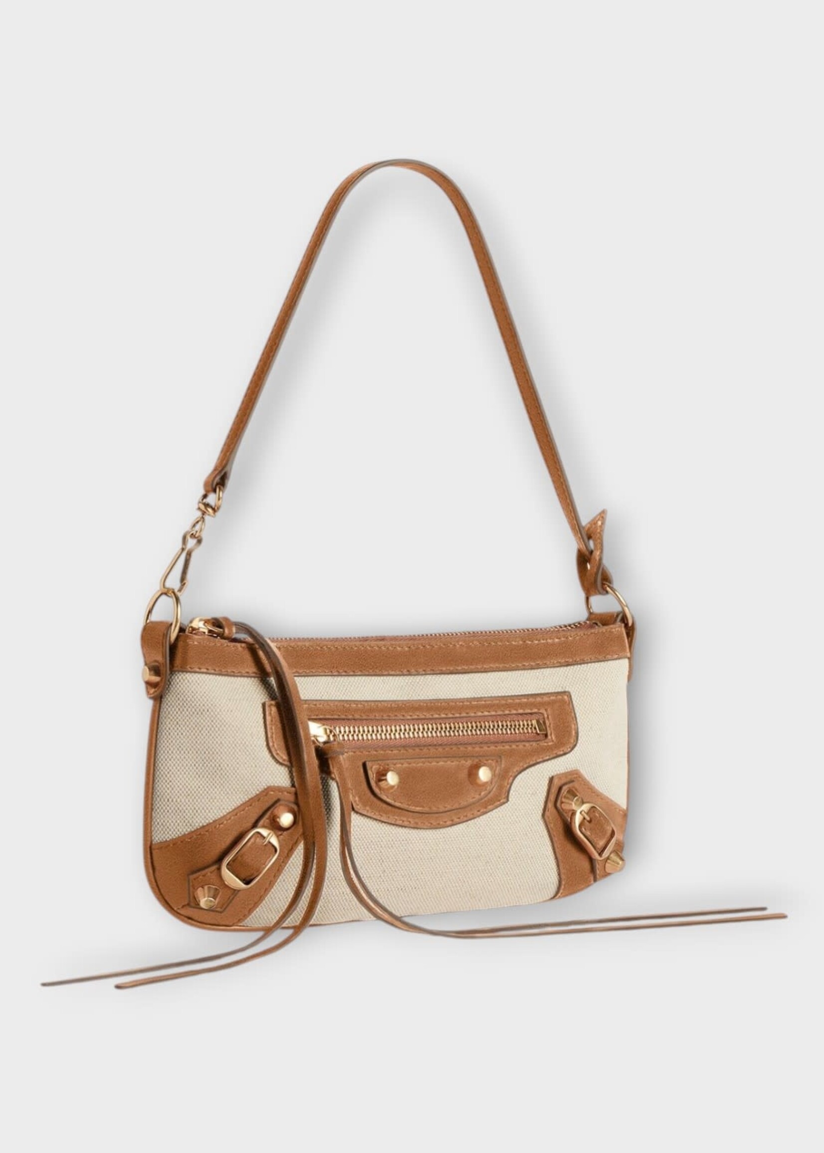 Balenciaga Balenciaga Bag, Brown, Le City Pouch On Strap Linen Canvas Bag In Natural Beige/Camel