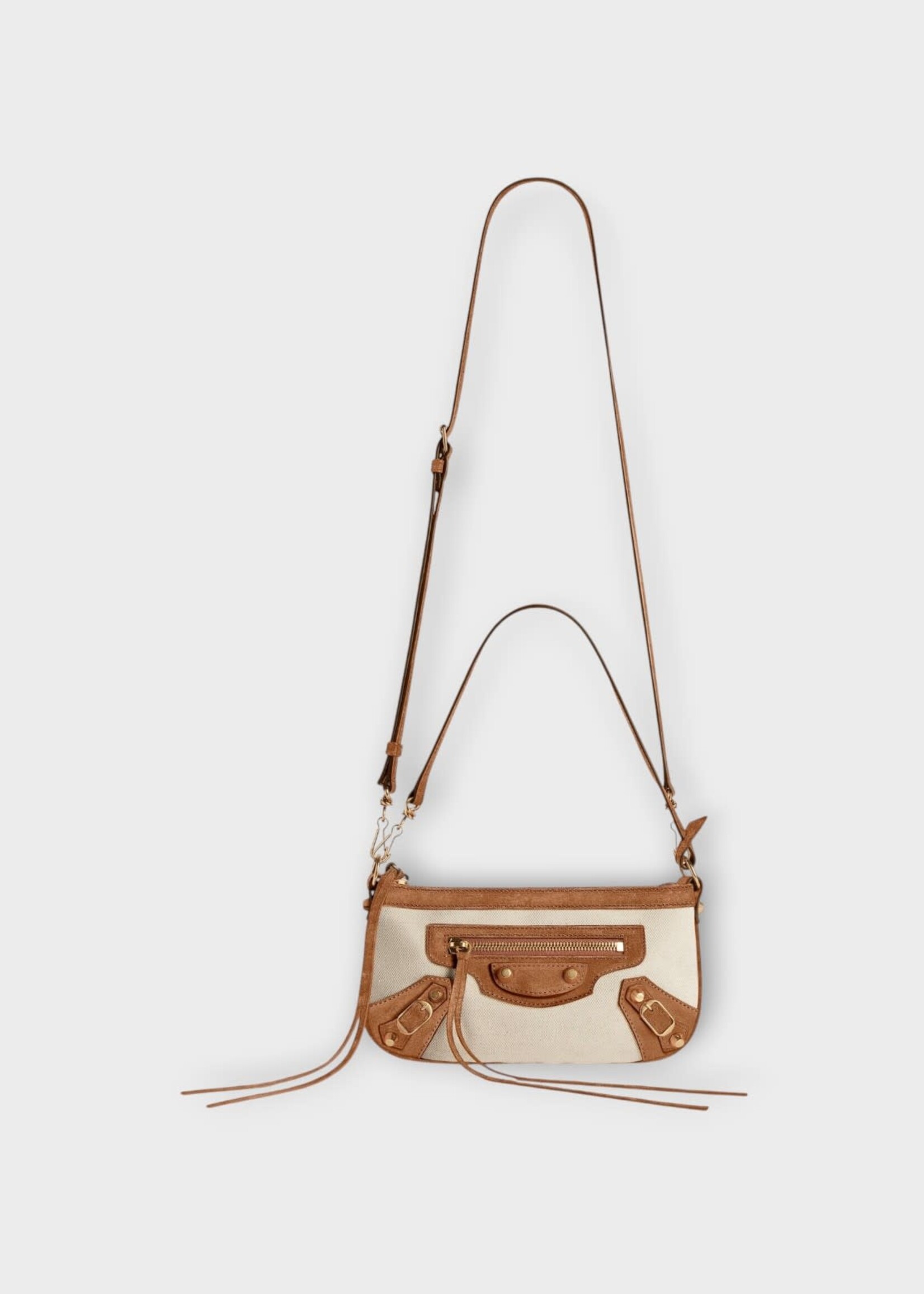 Balenciaga Balenciaga Bag, Brown, Le City Pouch On Strap Linen Canvas Bag In Natural Beige/Camel