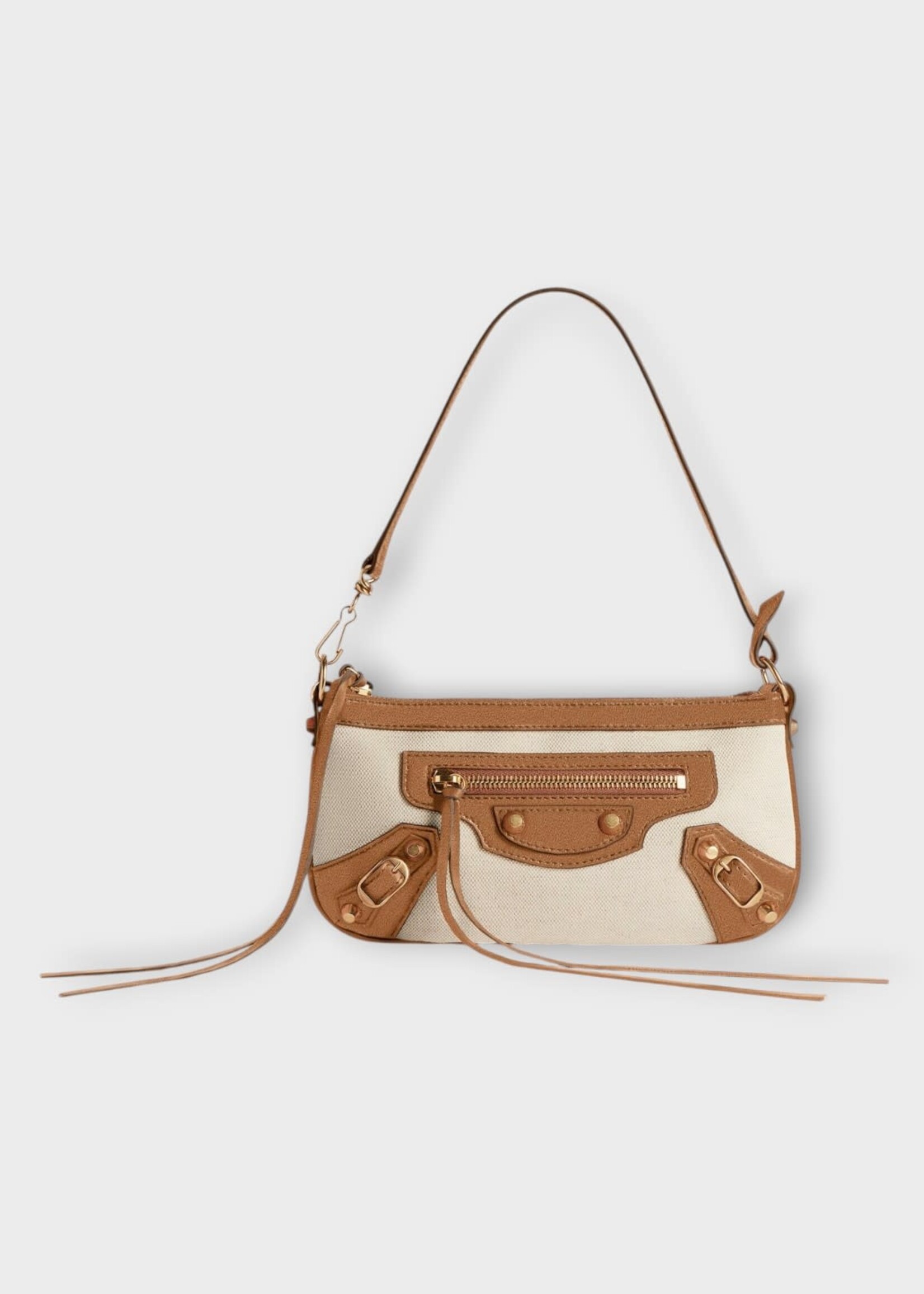 Balenciaga Balenciaga Bag, Brown, Le City Pouch On Strap Linen Canvas Bag In Natural Beige/Camel