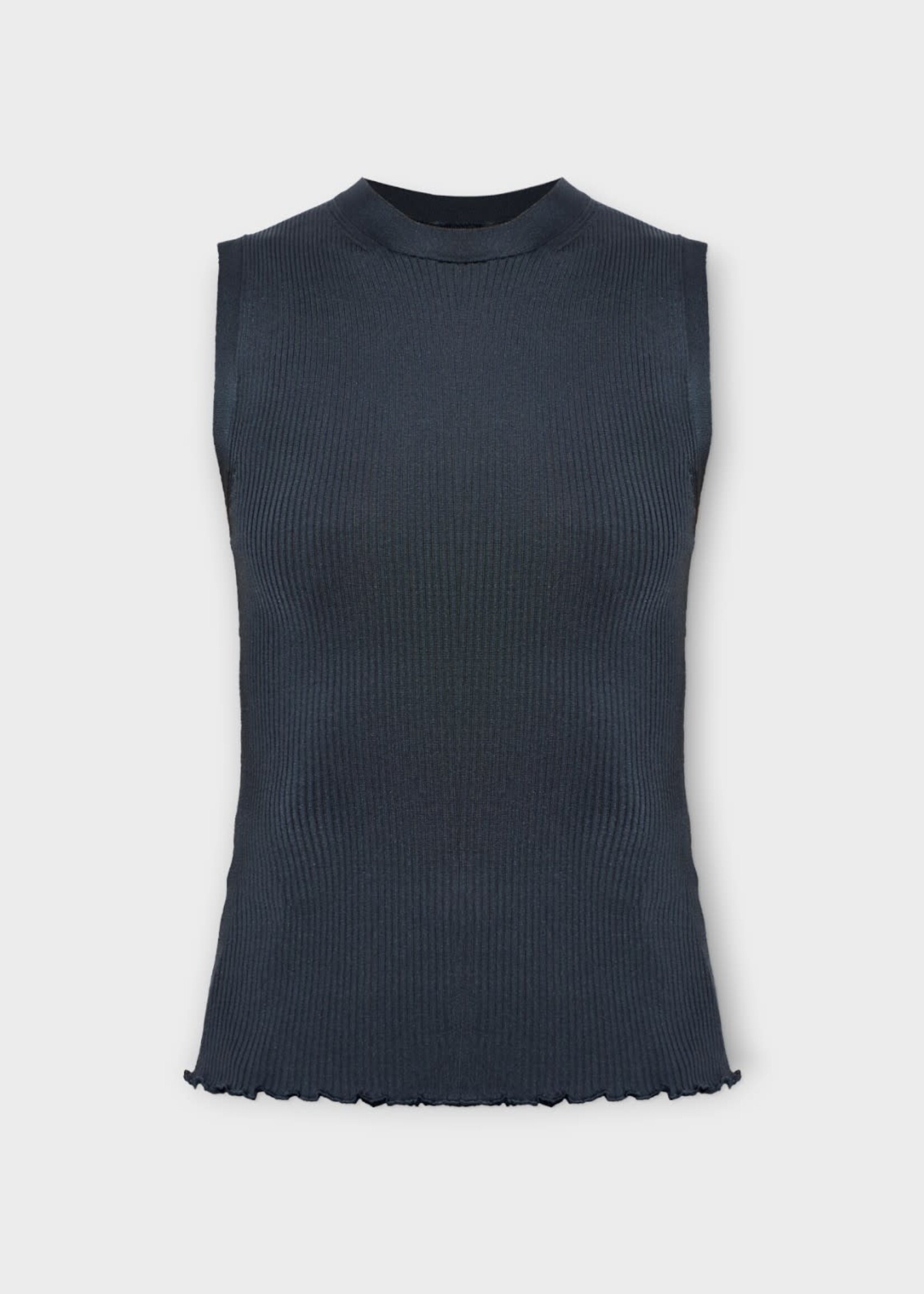 Alaia Alaia Top, Grey, Silk Ribbed Sleeveless Tank Top In Anthracite