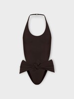 Alaia Alaia Swimwear, Brown, One-Piece Swimsuit In Chocolat w/ Knot