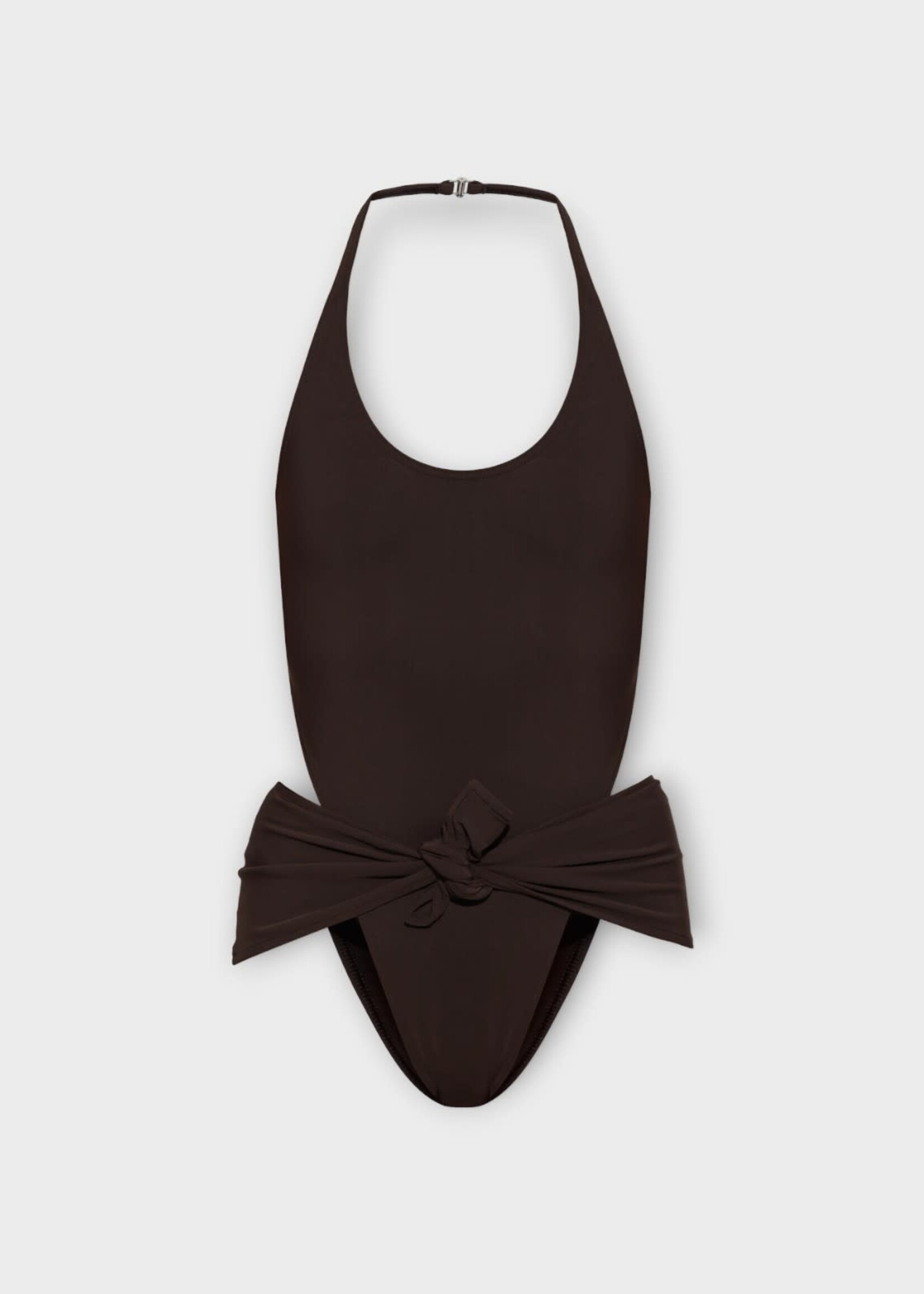 Alaia Alaia Swimwear, Brown, One-Piece Swimsuit In Chocolat w/ Knot