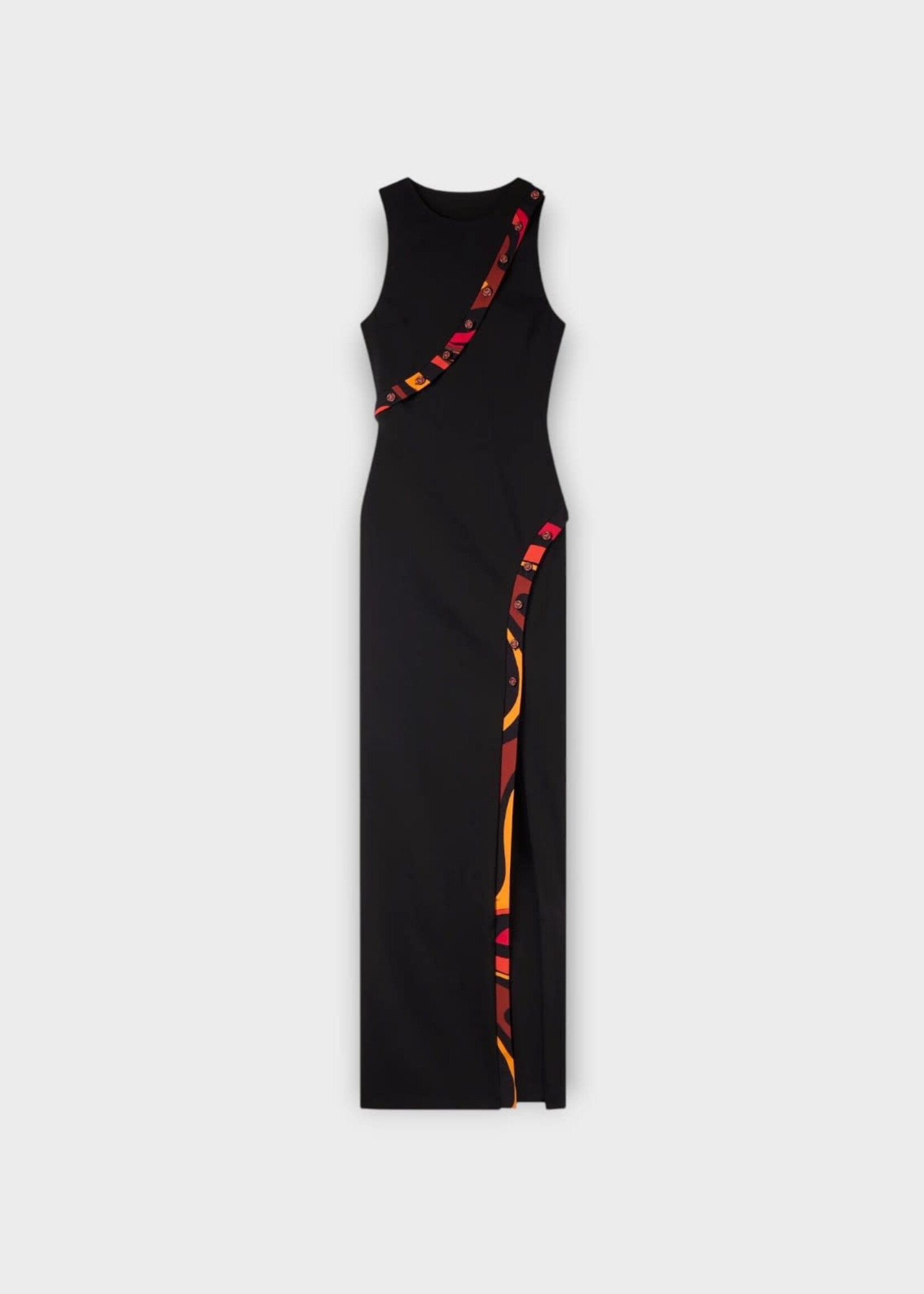 Pucci Pucci Dress, Black, Sleeveless Long Fitted Dress In Black w/ Printed Details