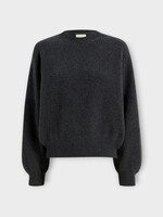 Khaite Khaite Knitwear, Black, Margaux Cashmere Relaxed Crewneck Sweater In Charcoal