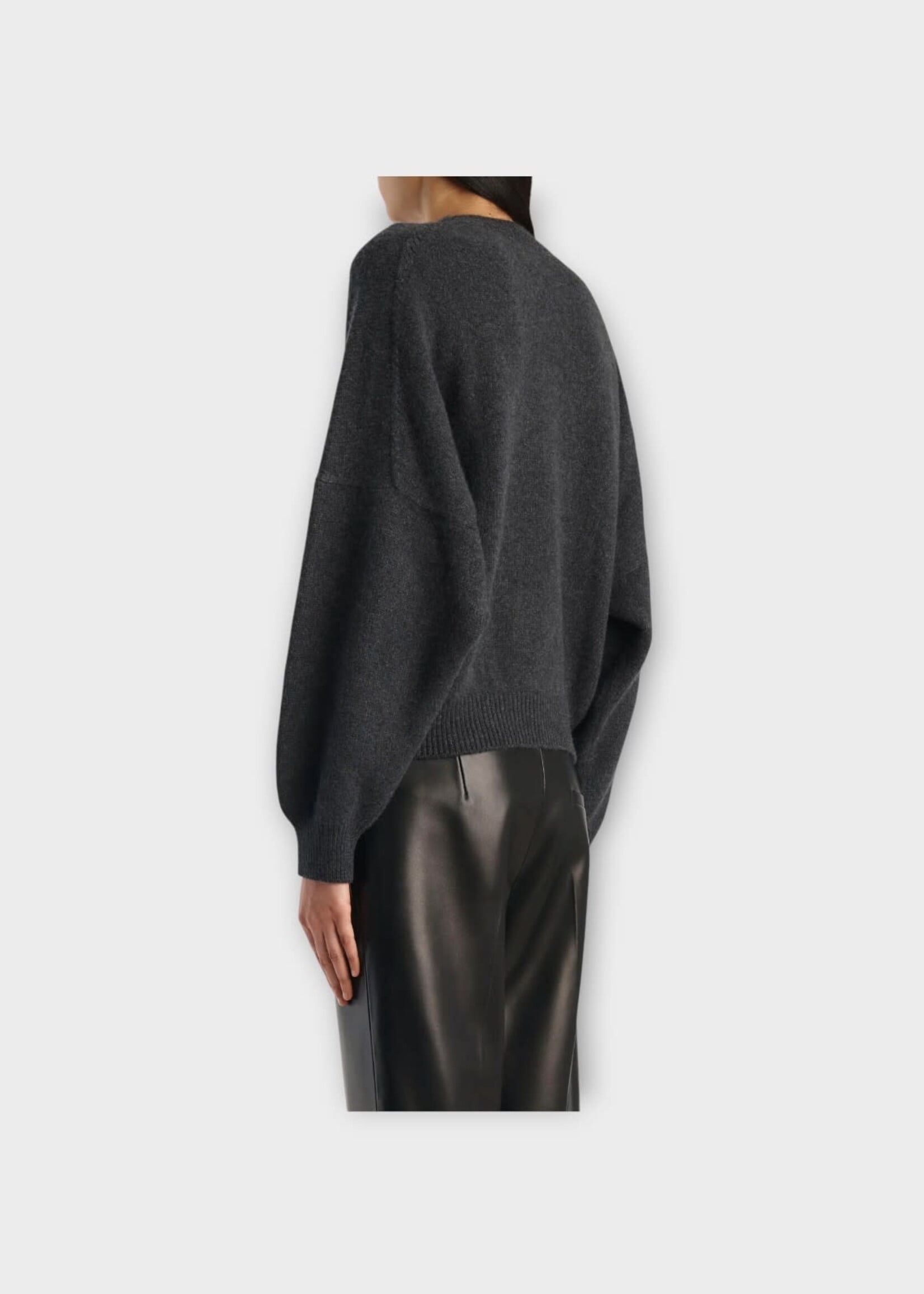 Khaite Khaite Knitwear, Black, Margaux Cashmere Relaxed Crewneck Sweater In Charcoal