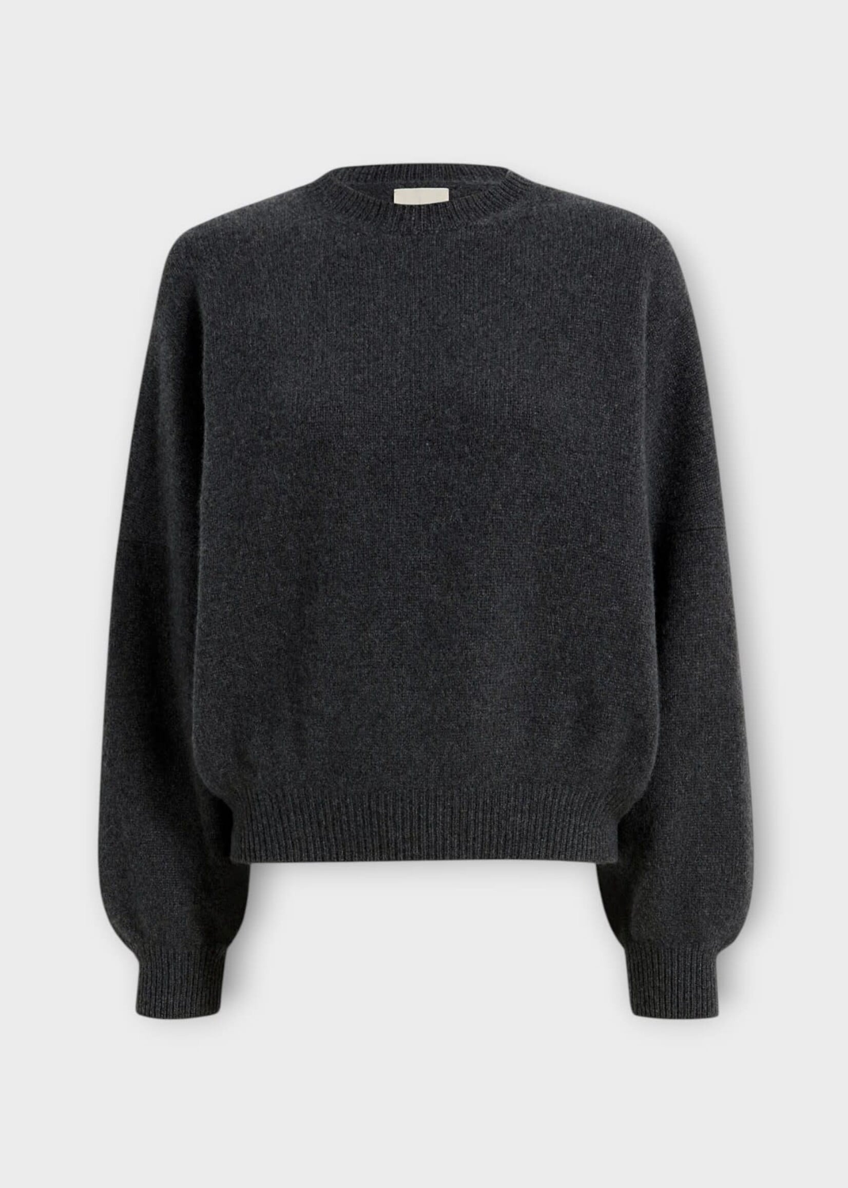 Khaite Khaite Knitwear, Black, Margaux Cashmere Relaxed Crewneck Sweater In Charcoal