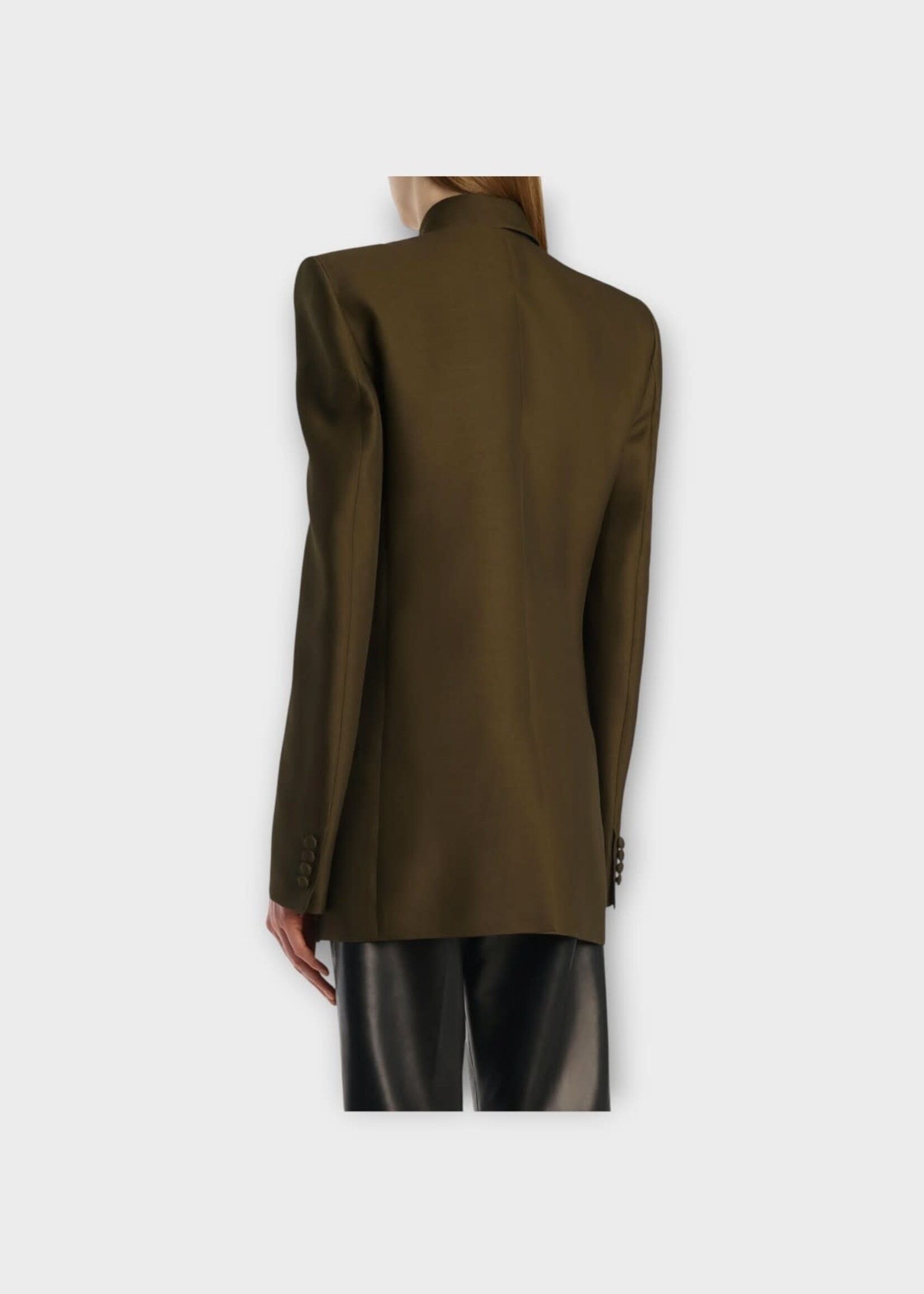 Khaite Khaite Jacket, Green, Armair Wool Structured Cady Jacket In Dark Olive