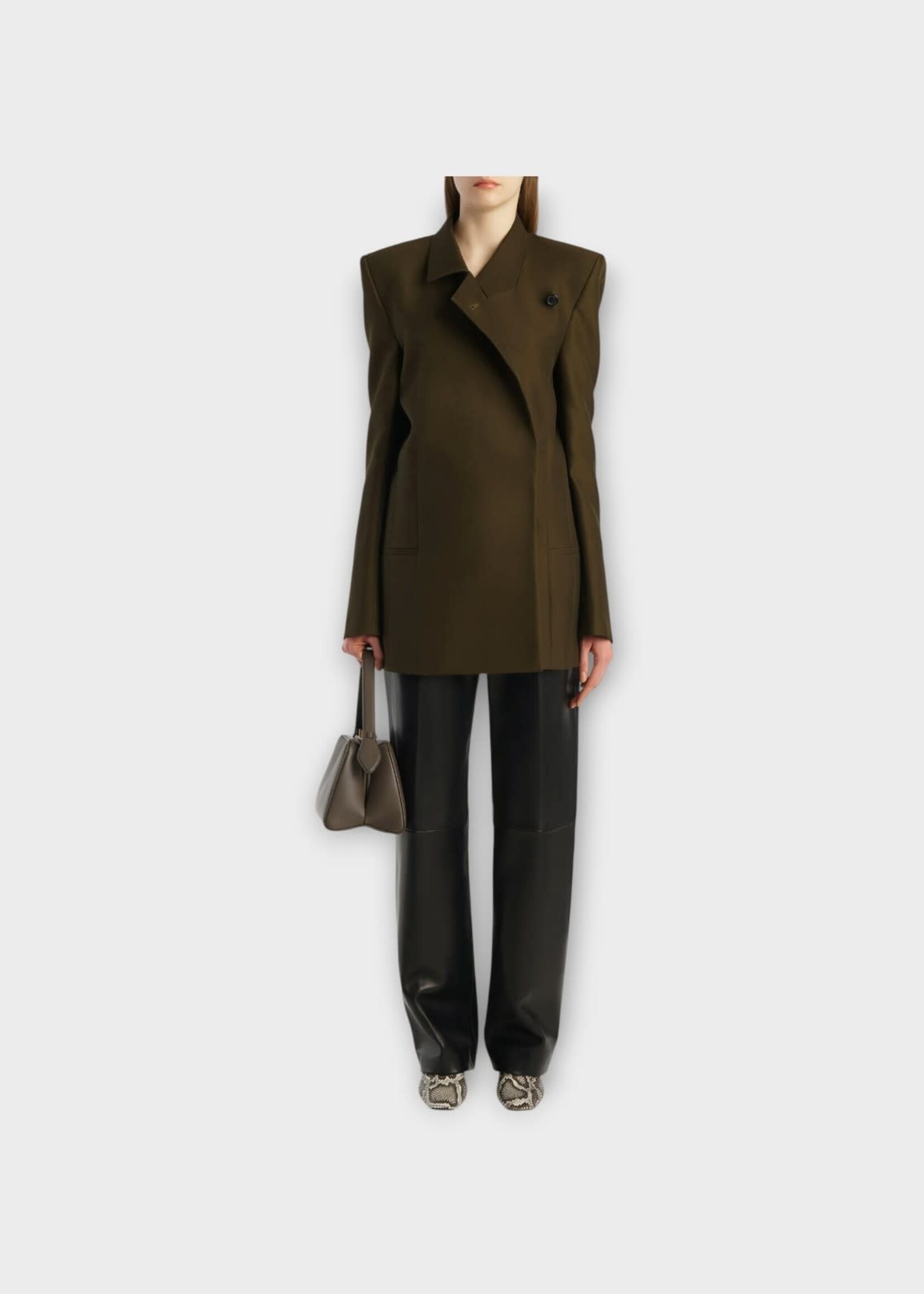 Khaite Khaite Jacket, Green, Armair Wool Structured Cady Jacket In Dark Olive