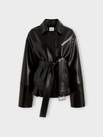 Khaite Khaite Jacket, Black, Alder Nappa Lambskin Oversized Belted Moto Jacket In Black