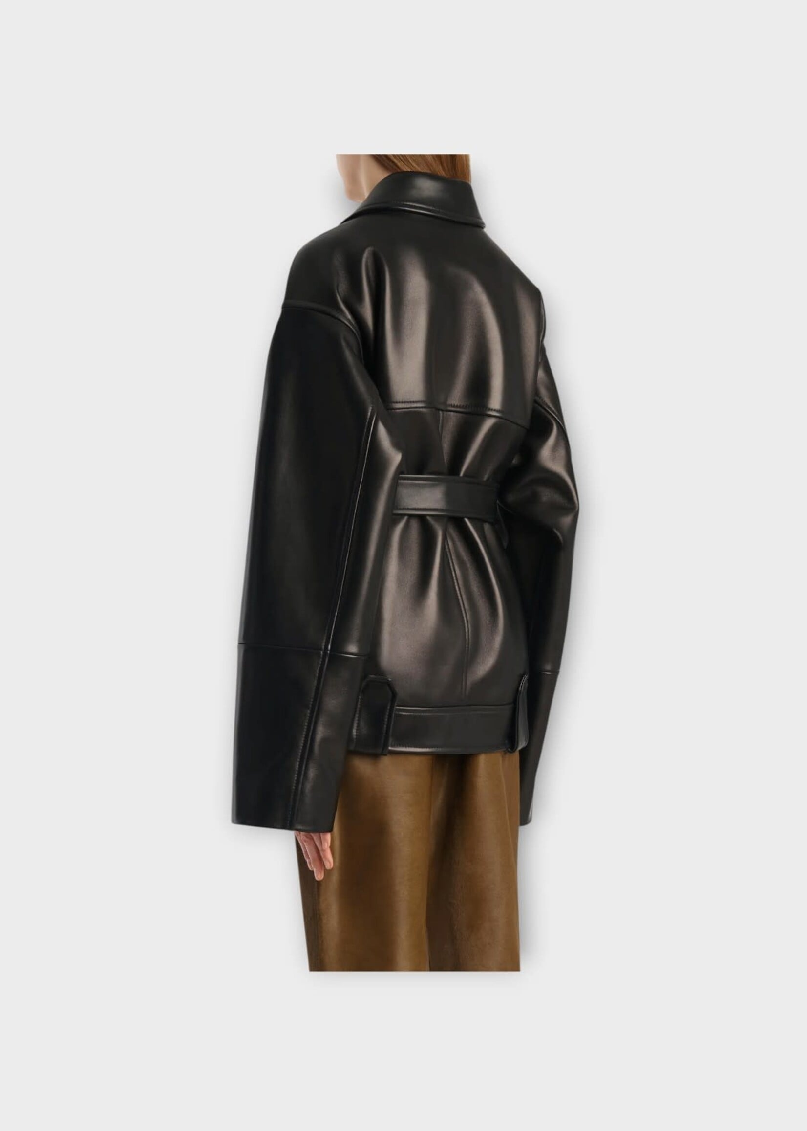 Khaite Khaite Jacket, Black, Alder Nappa Lambskin Oversized Belted Moto Jacket In Black