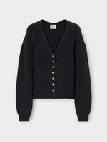 Khaite Khaite Knitwear, Black, Axel Cashmere Oversized V-Neck Dense Cardigan In Charcoal
